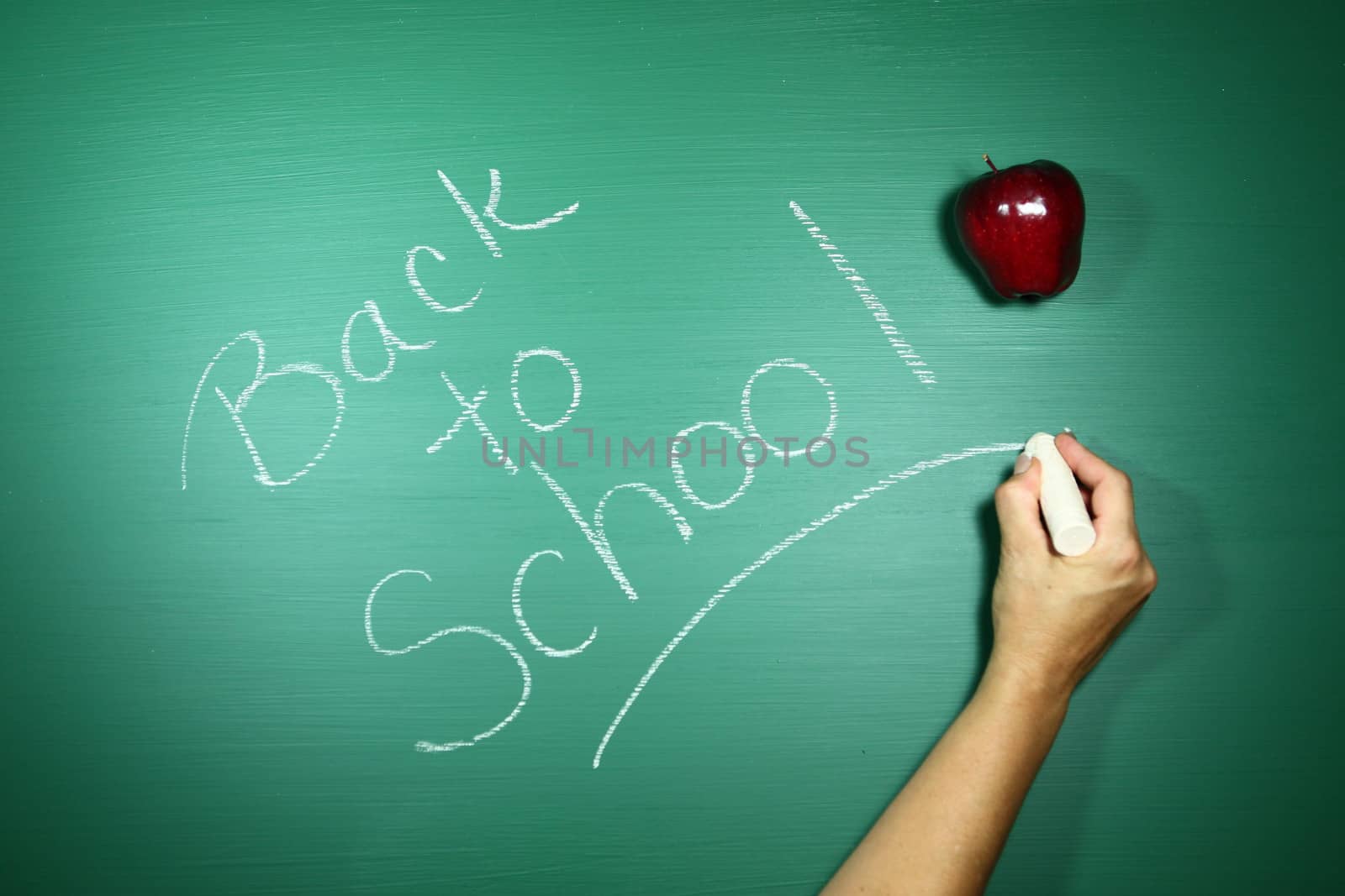 Back to School Written in Chalk on a Green Blackboard