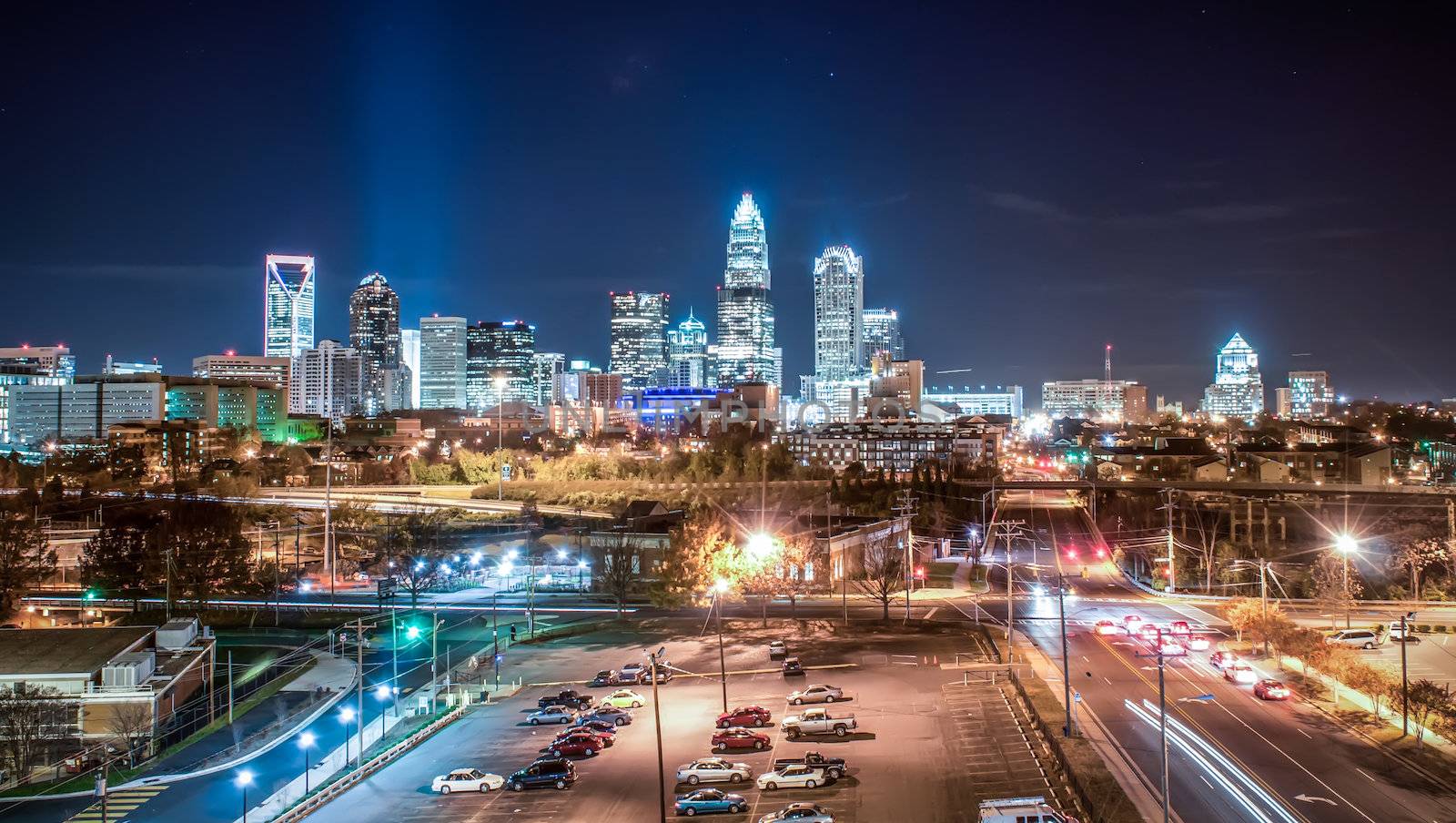 Charlotte City Skyline night scene by digidreamgrafix