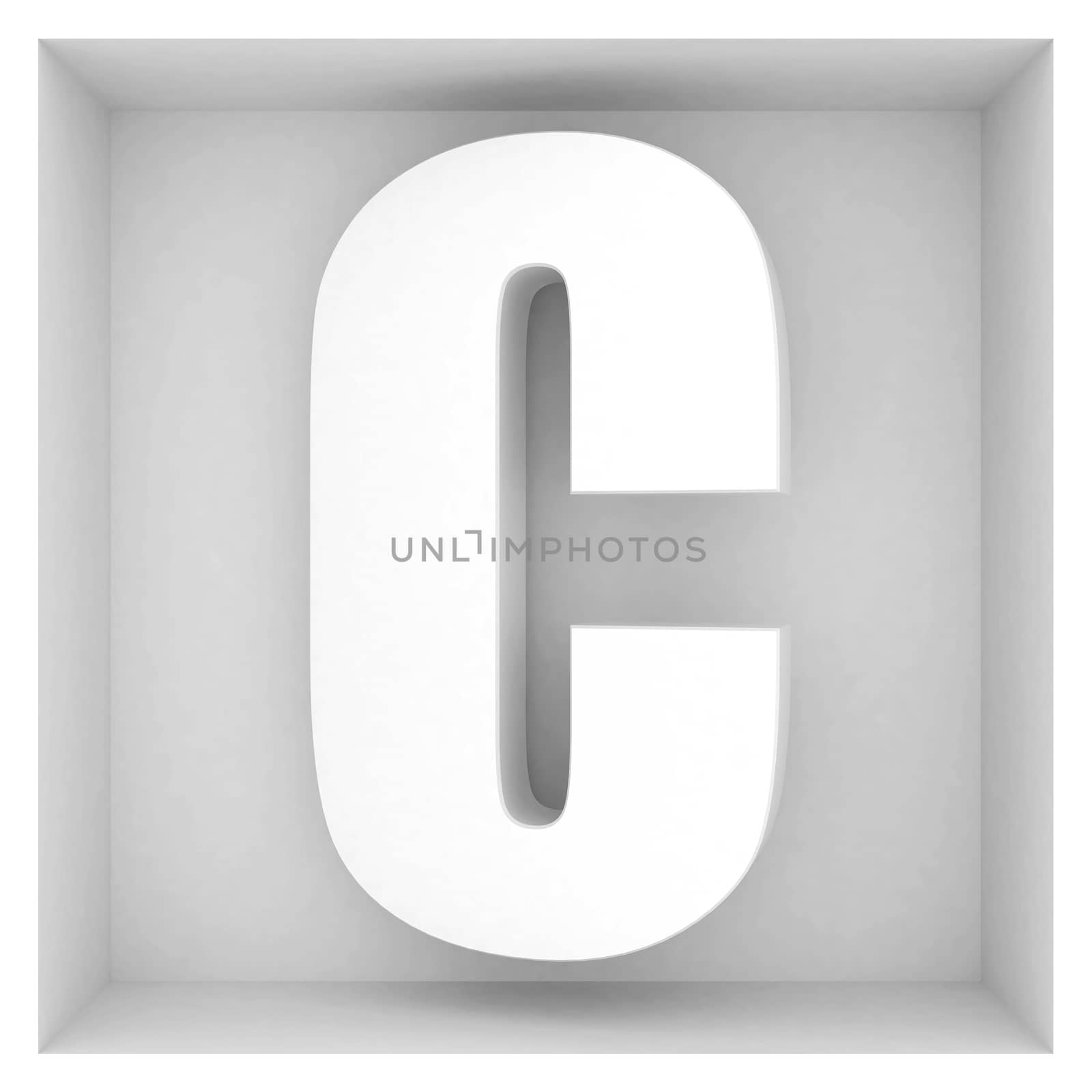 volume letter of the alphabet on a gray background
