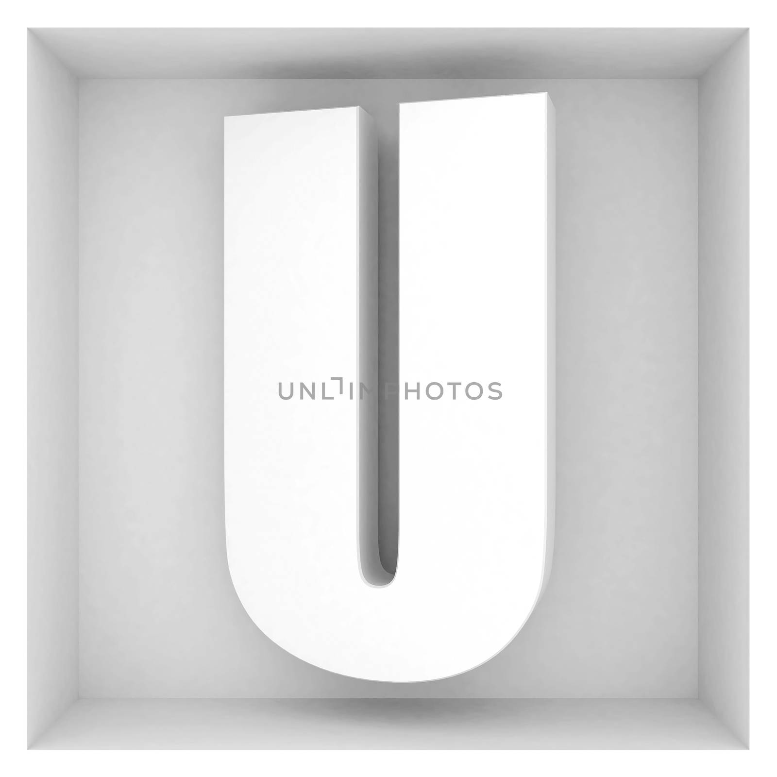 volume letter of the alphabet on a gray background