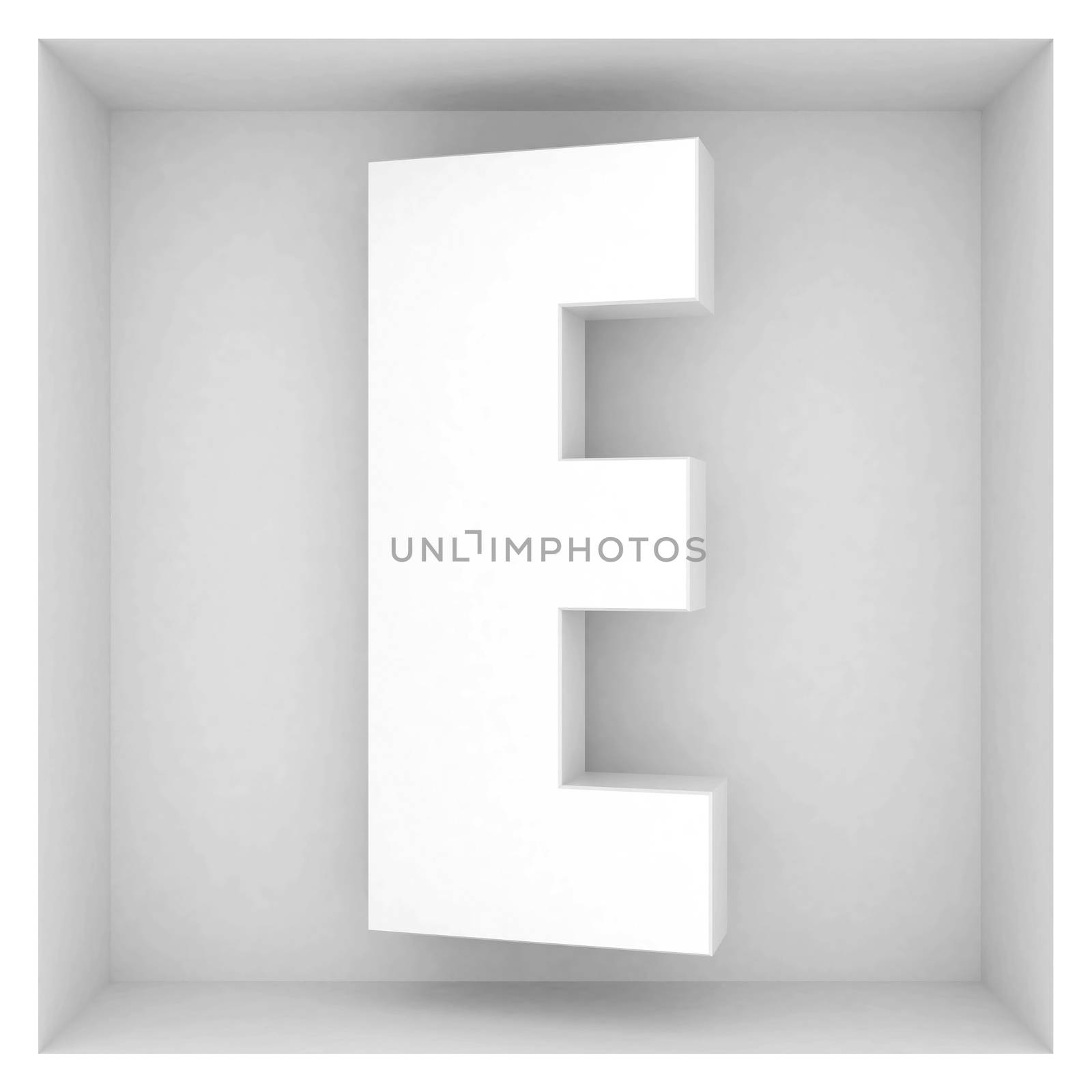 volume letter of the alphabet on a gray background