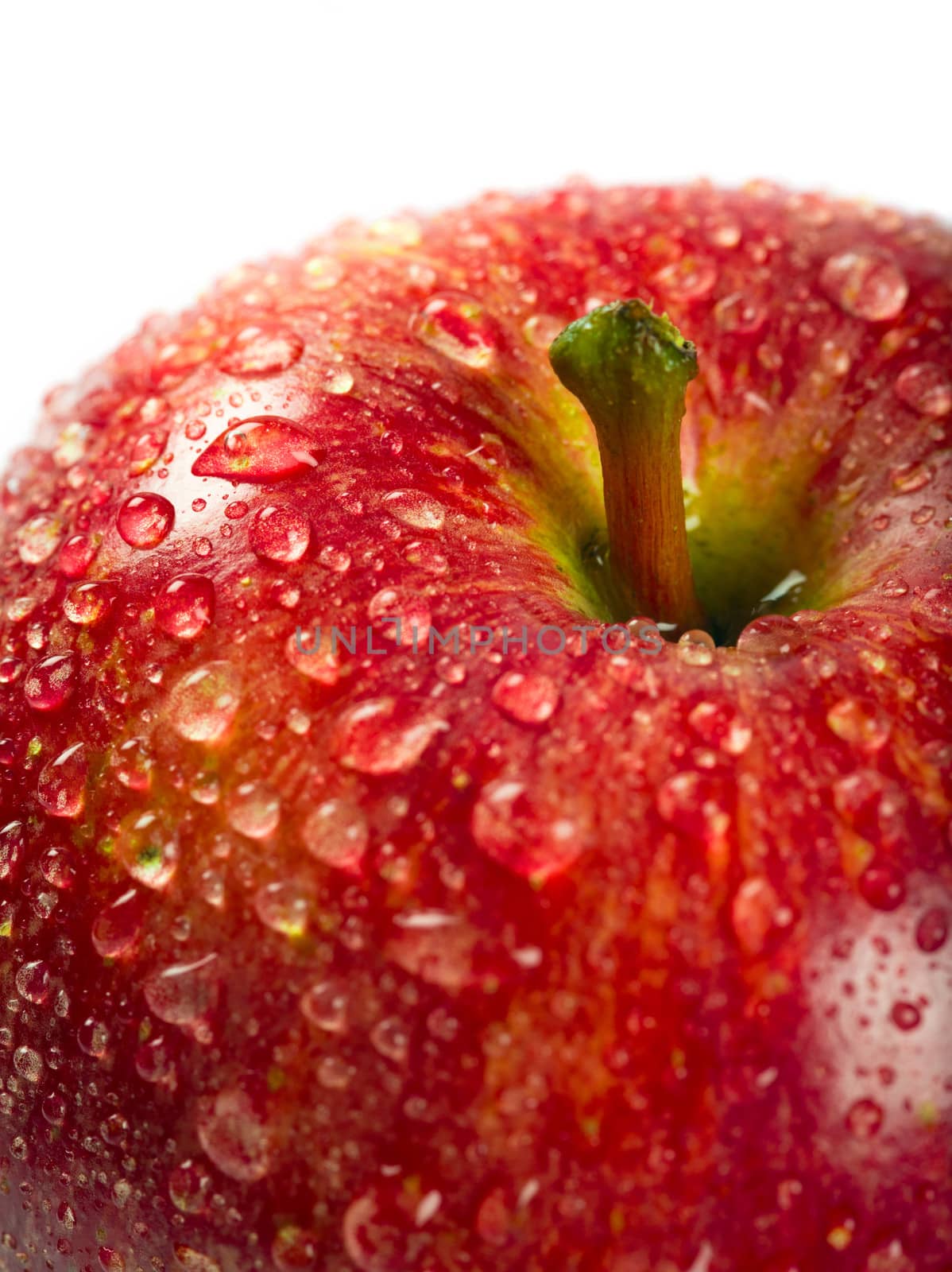 Wet red apple macro by sumners