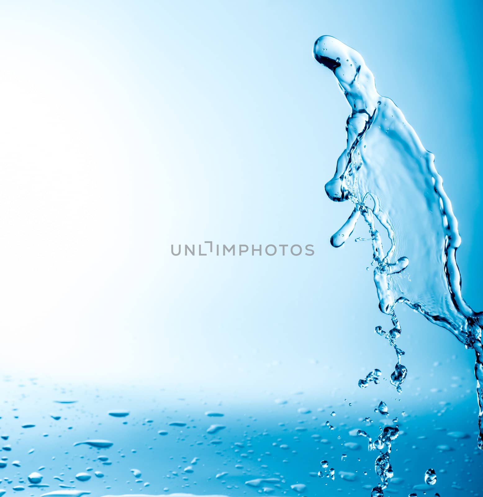 water splash on a blue background