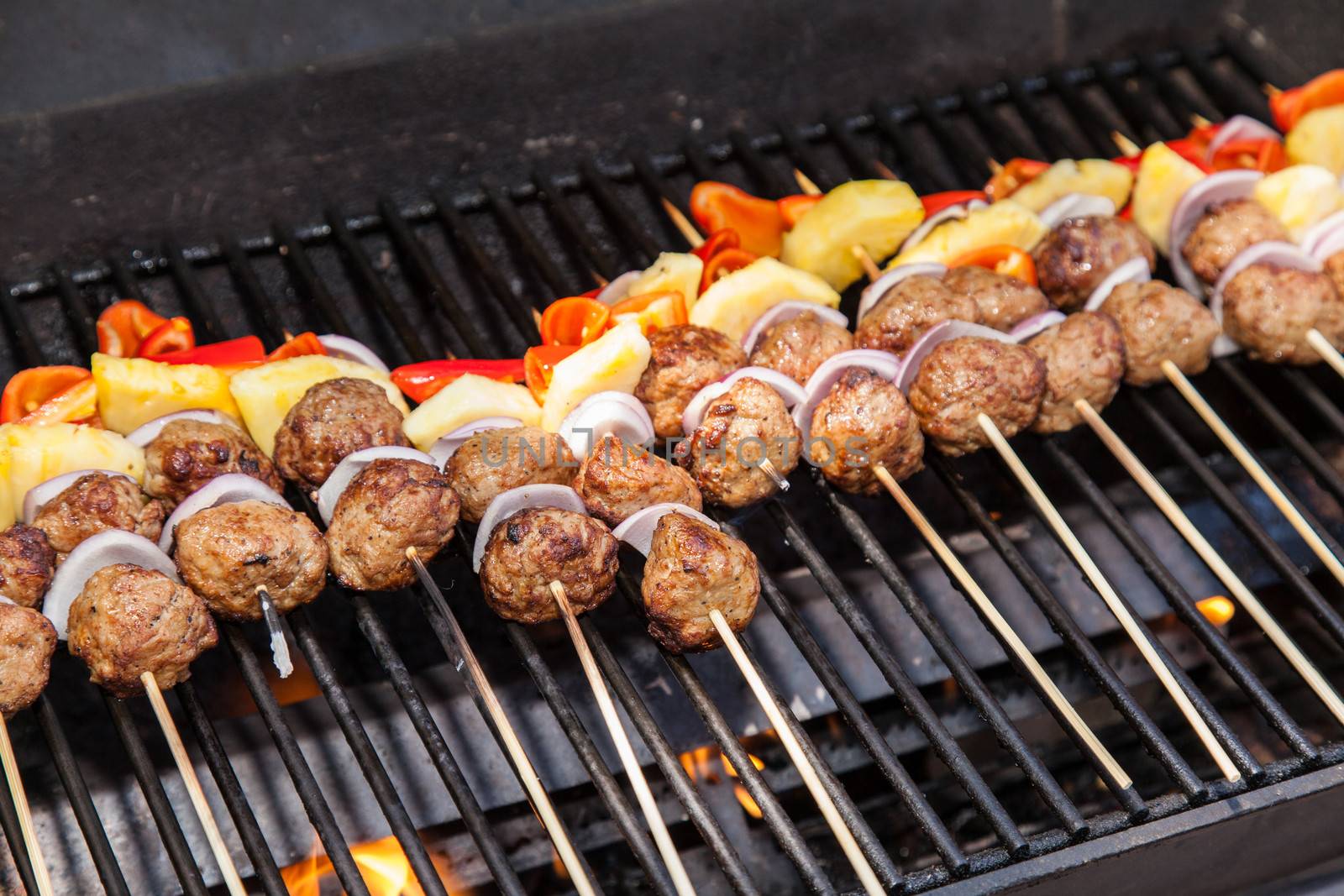 Grilled Meatball and Pineapple Kebabs by melastmohican