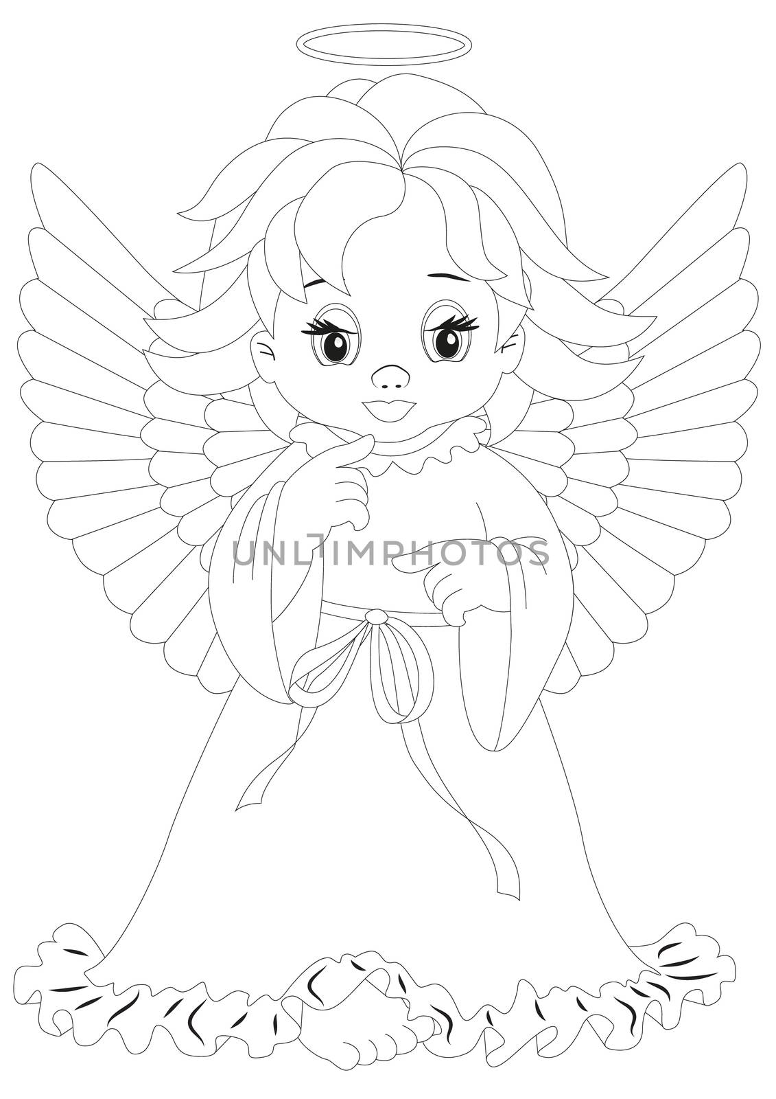 angel isolated on white background Coloring page