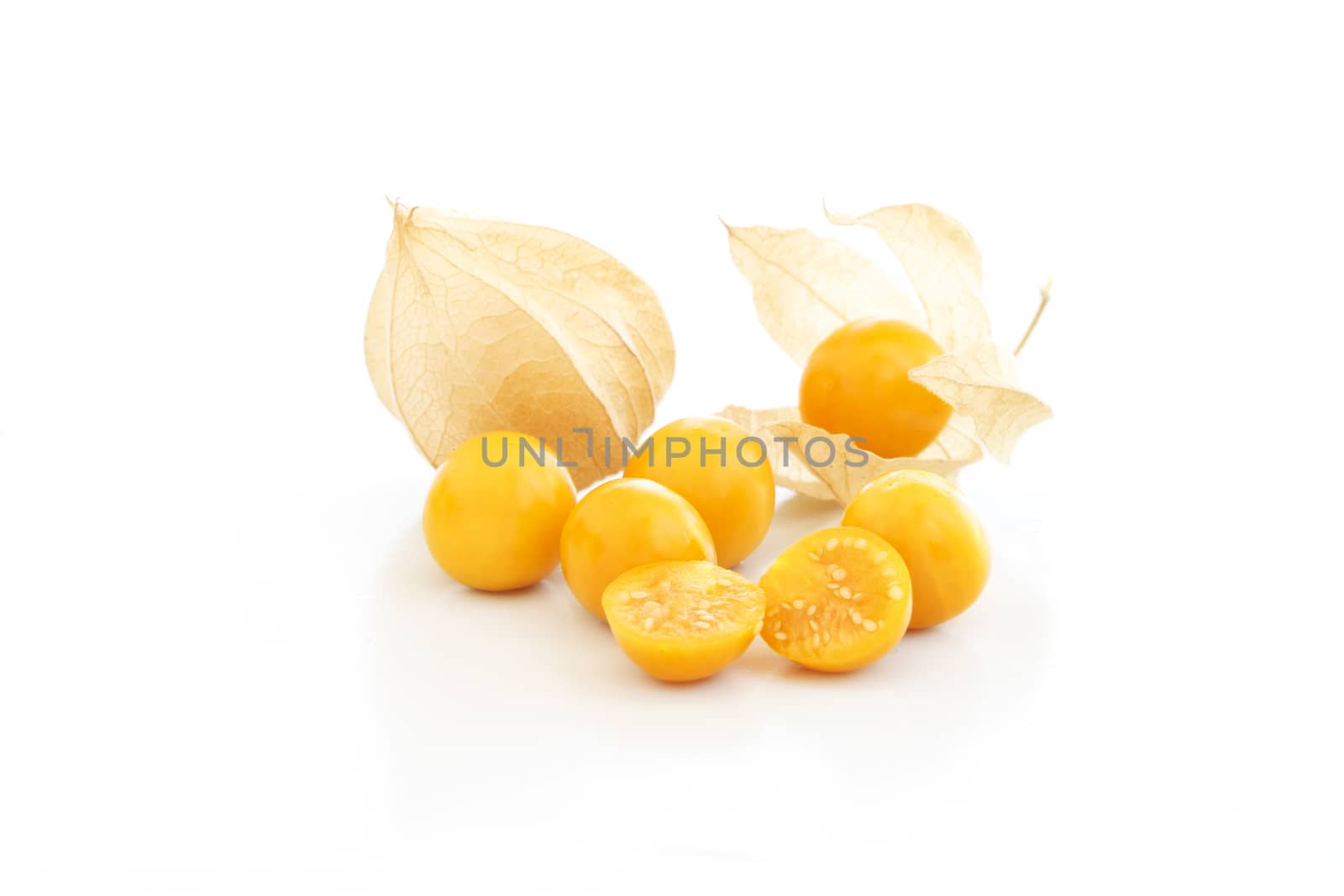 Cape gooseberry (physalis) over a white background