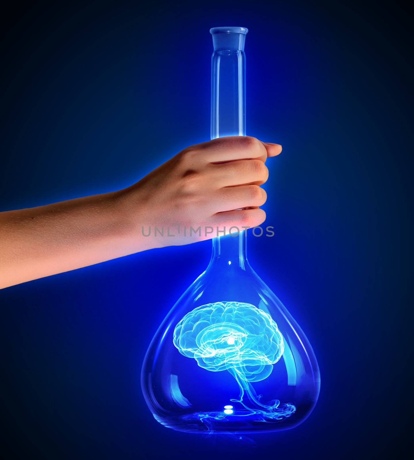 Human brain in test tube by sergey_nivens