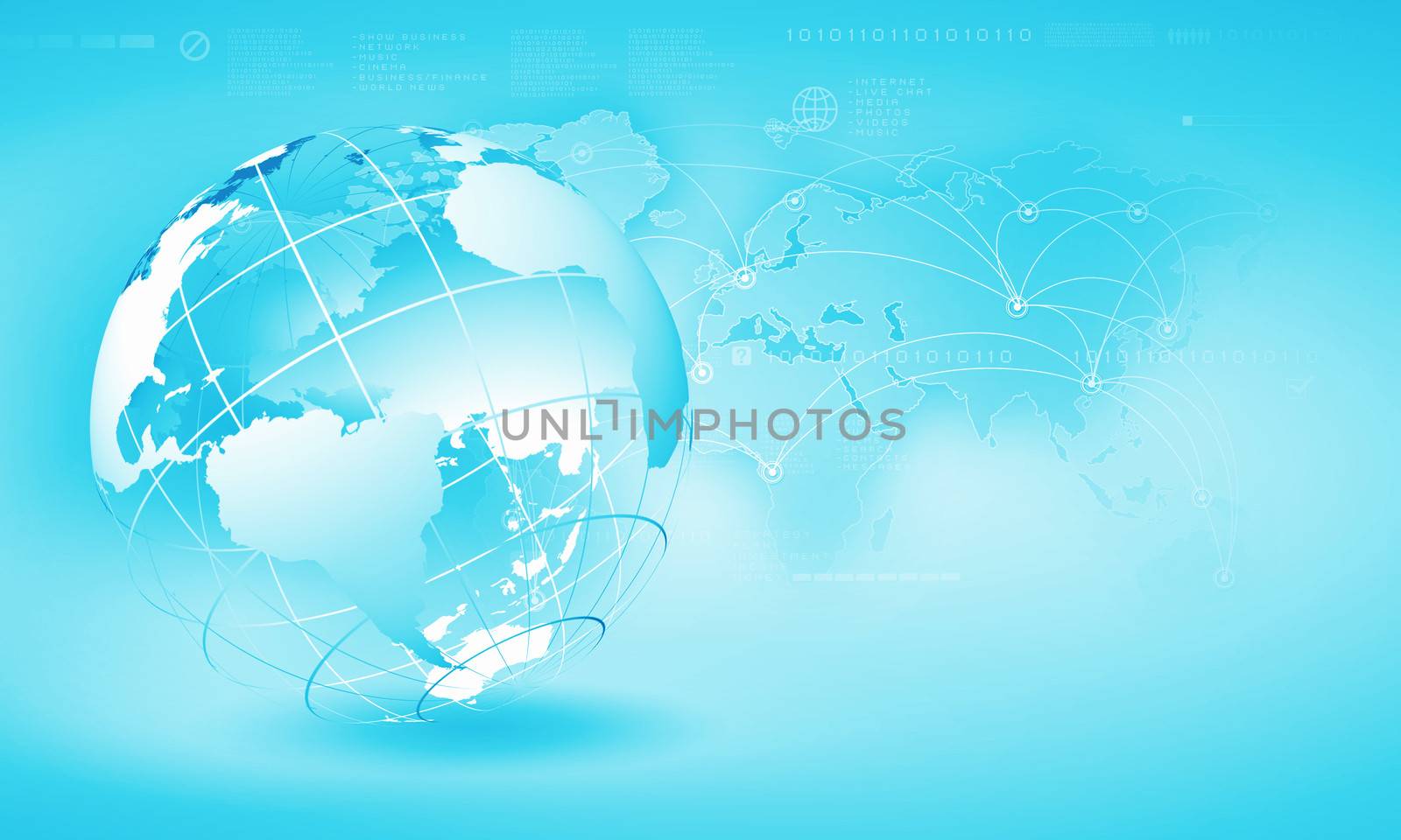 Blue digital image of globe. Background image
