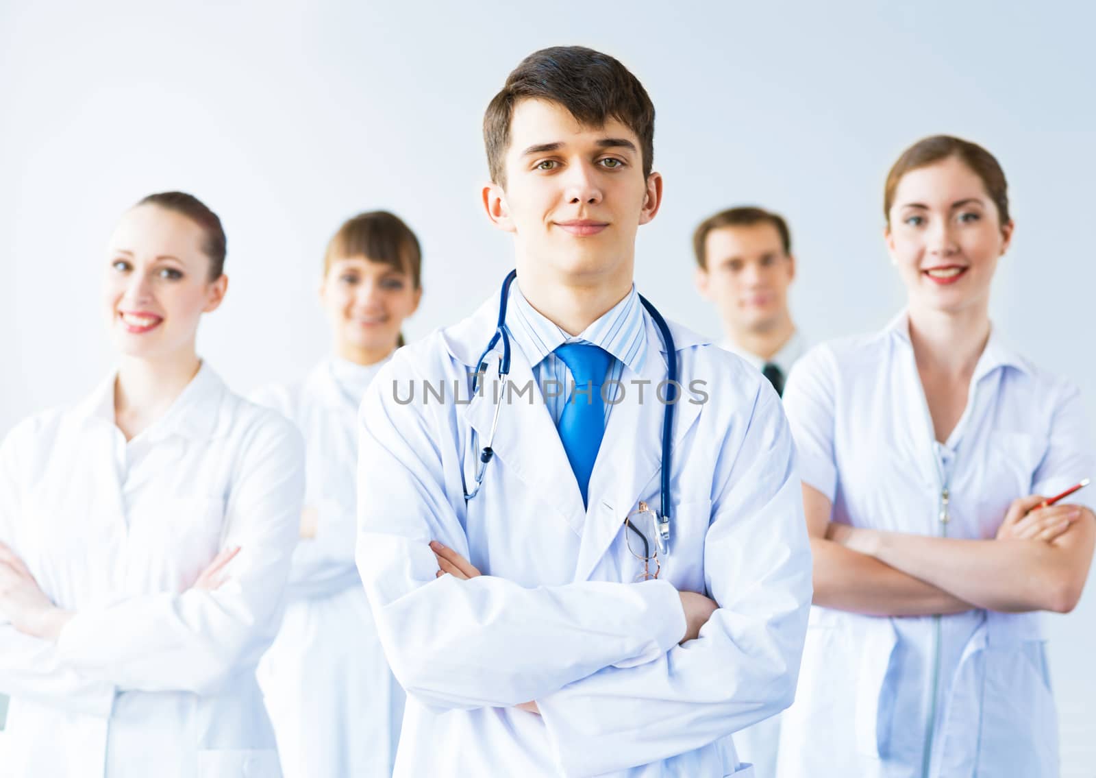 team of experienced highly qualified doctors, fold one's arms