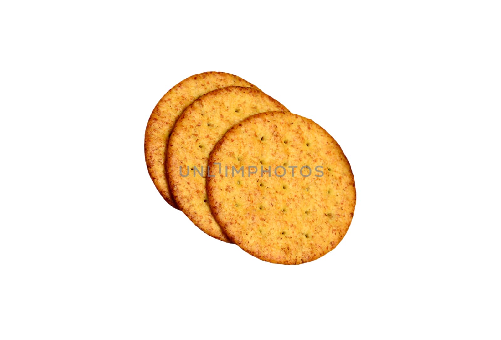 whole grain or whole wheat crackers isolated on white background
