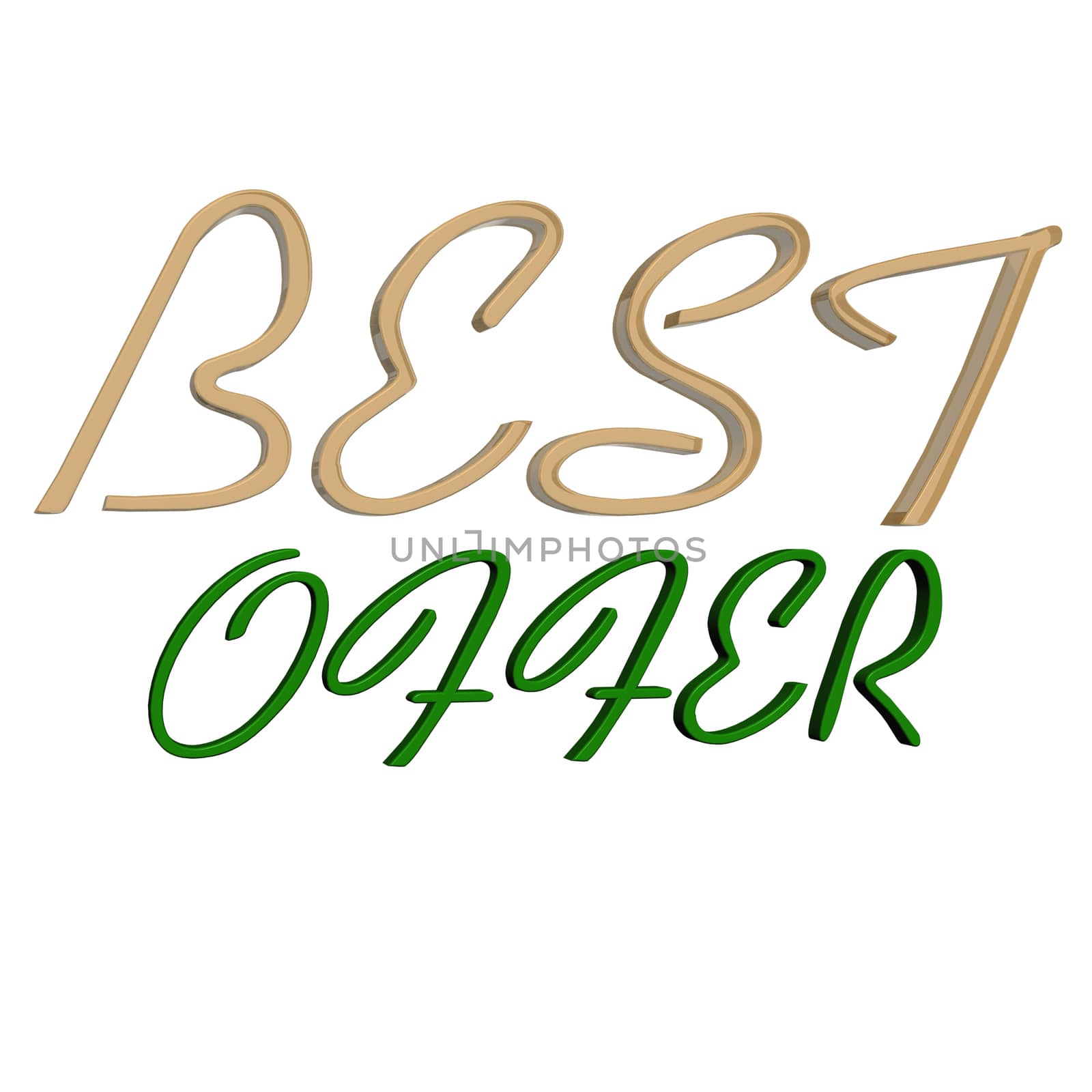 glossy gold and green three-dimensional inscription best offer