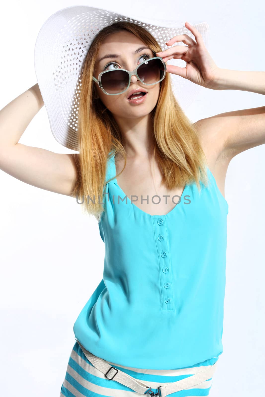 Woman In Sunhat Isolated