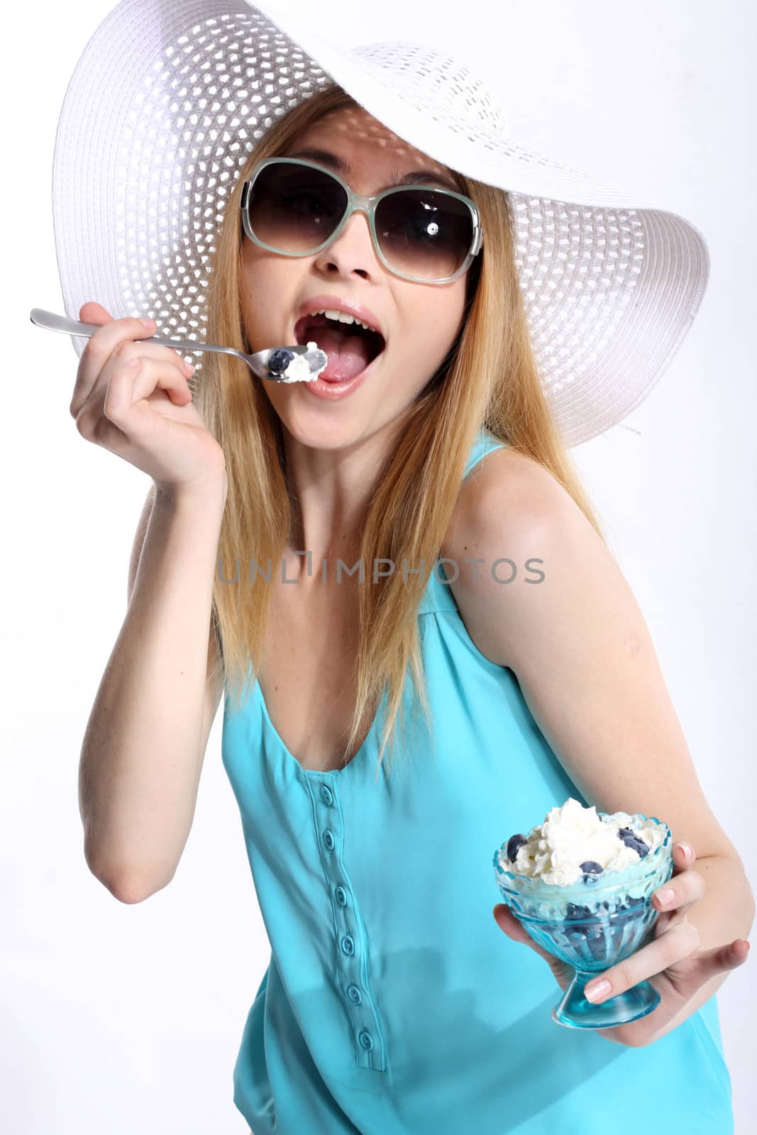 Woman In Sunhat Isolated by robert_przybysz