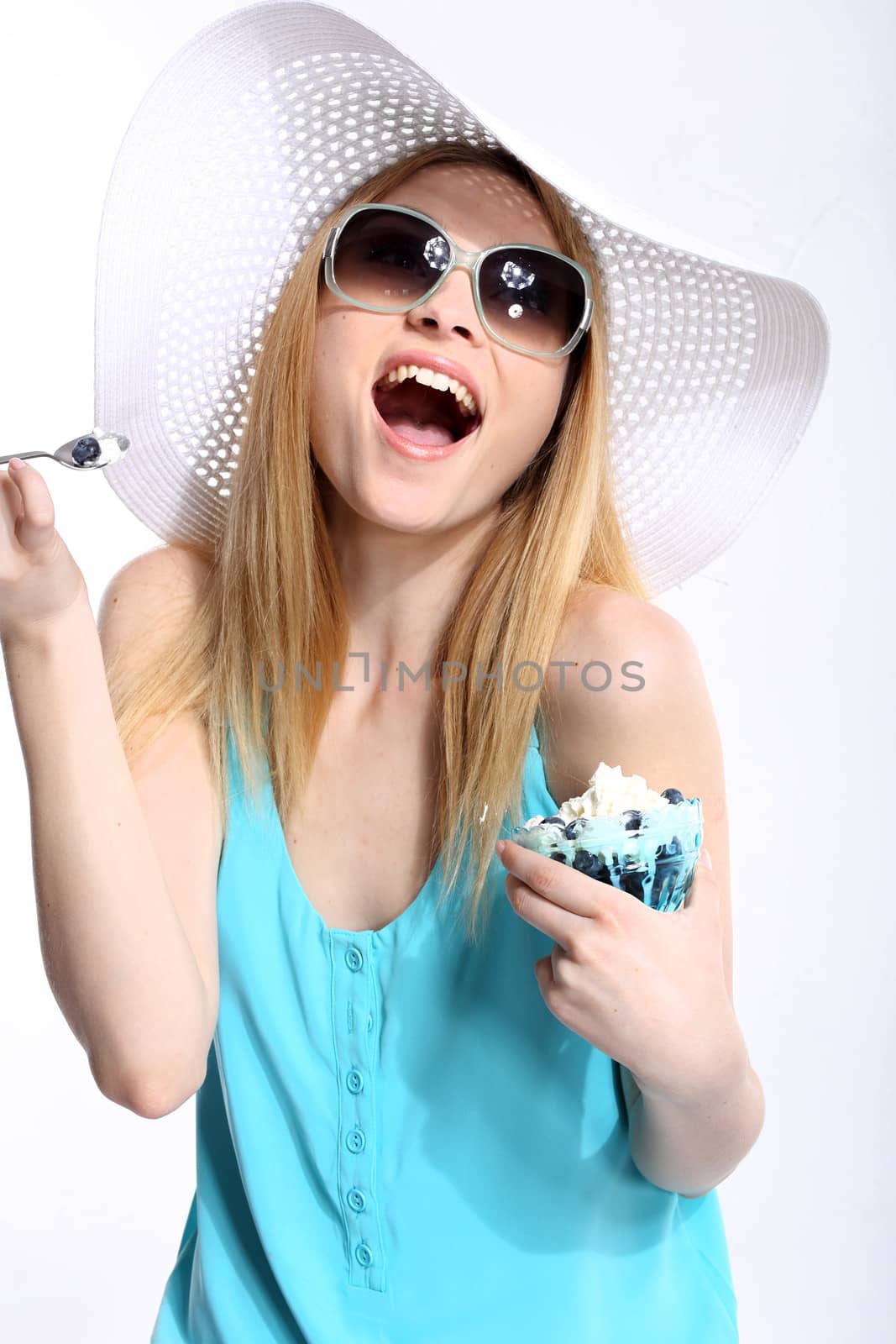 Woman In Sunhat Isolated by robert_przybysz