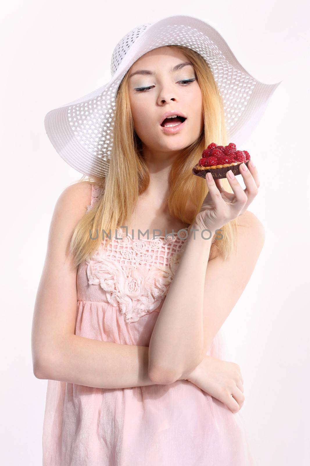 Woman In Sunhat Isolated by robert_przybysz