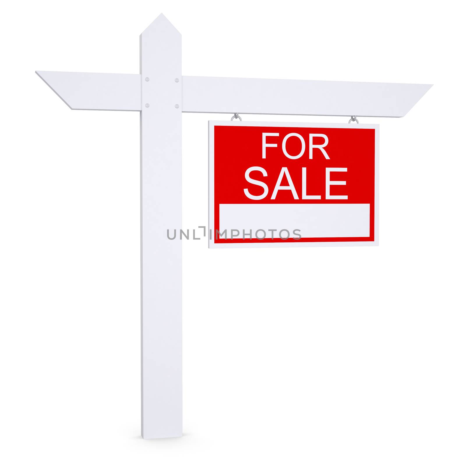Real estate for sale sign. Isolated render on white background