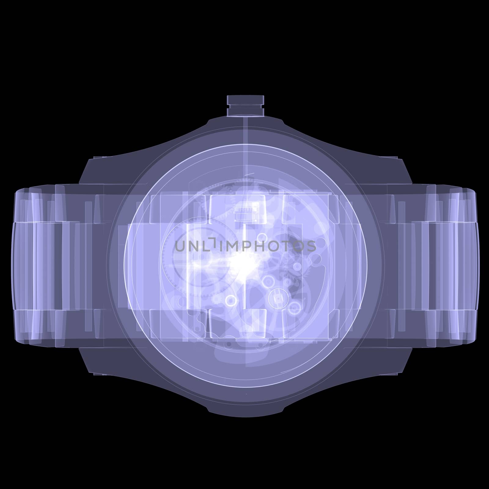 Clock mechanism. X-ray render by cherezoff