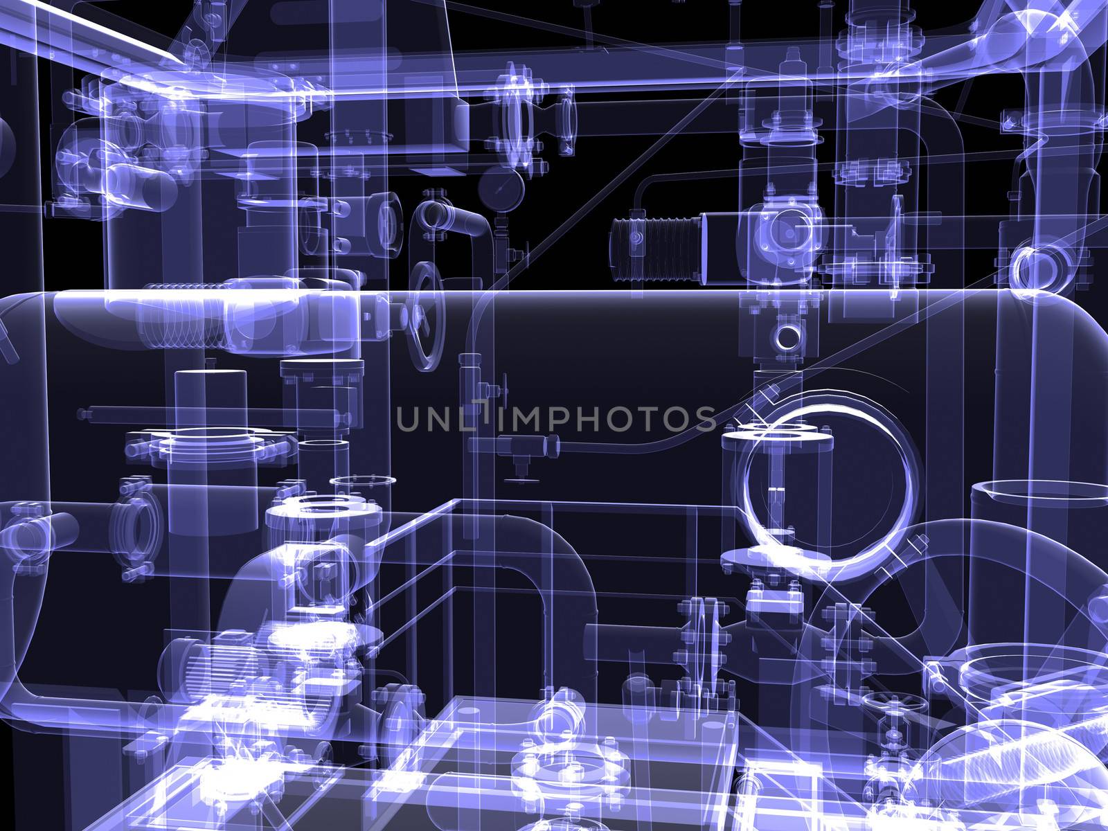 Industrial equipment. X-Ray render by cherezoff