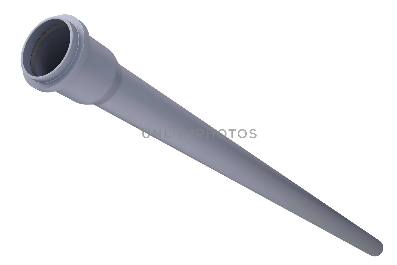 Grey PVC sewer pipe. Isolated render on white background