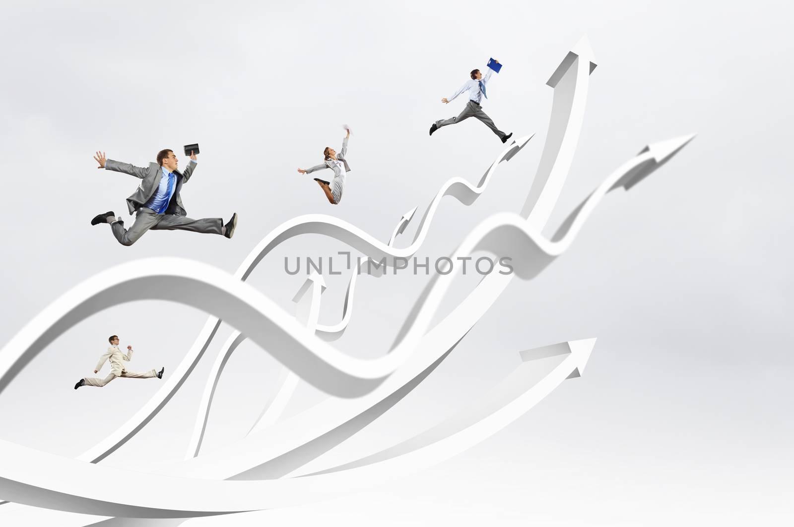 Businesspeople jumping by sergey_nivens