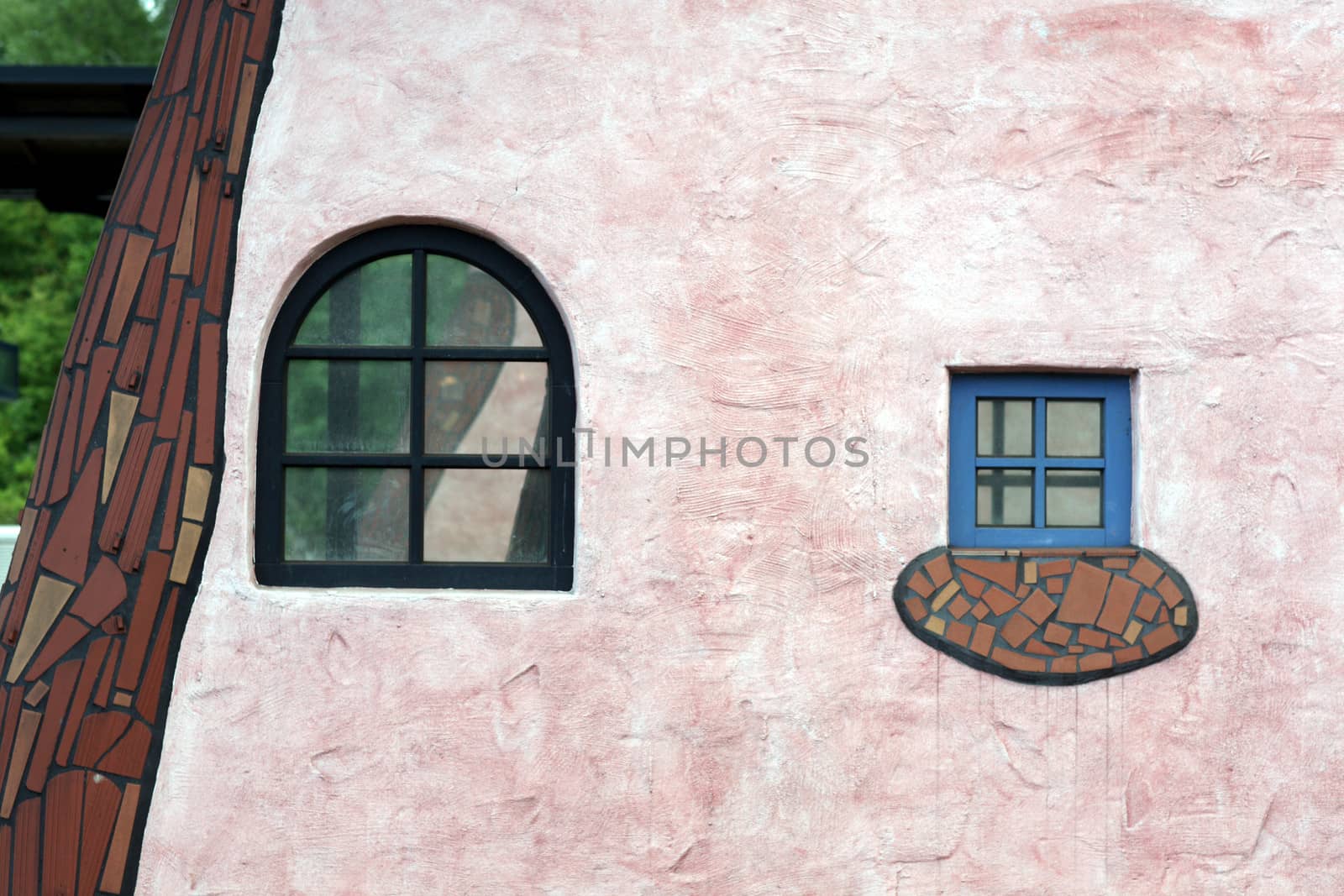 Detail of the German railway station at Uelzen constructed according to plans by the Austrian architect and artist Friedensreich Hundertwasser. Landmark. Public building. Uelzen, 21 June 2013