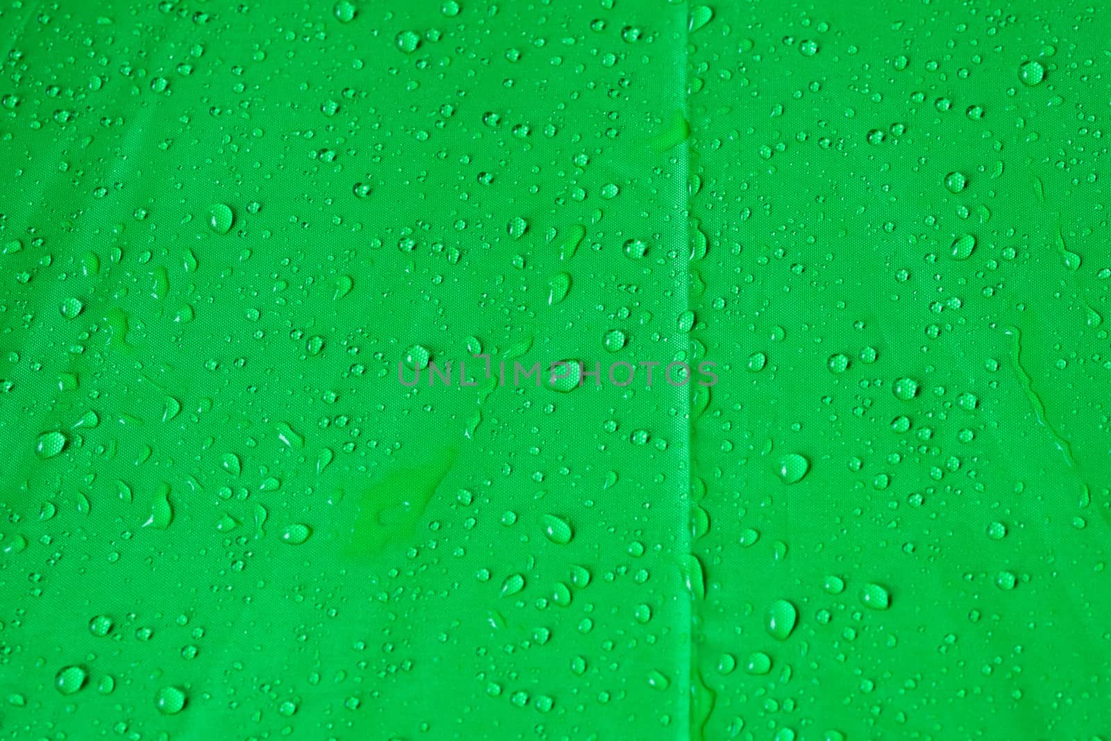 drops of water on umbrella green canvas