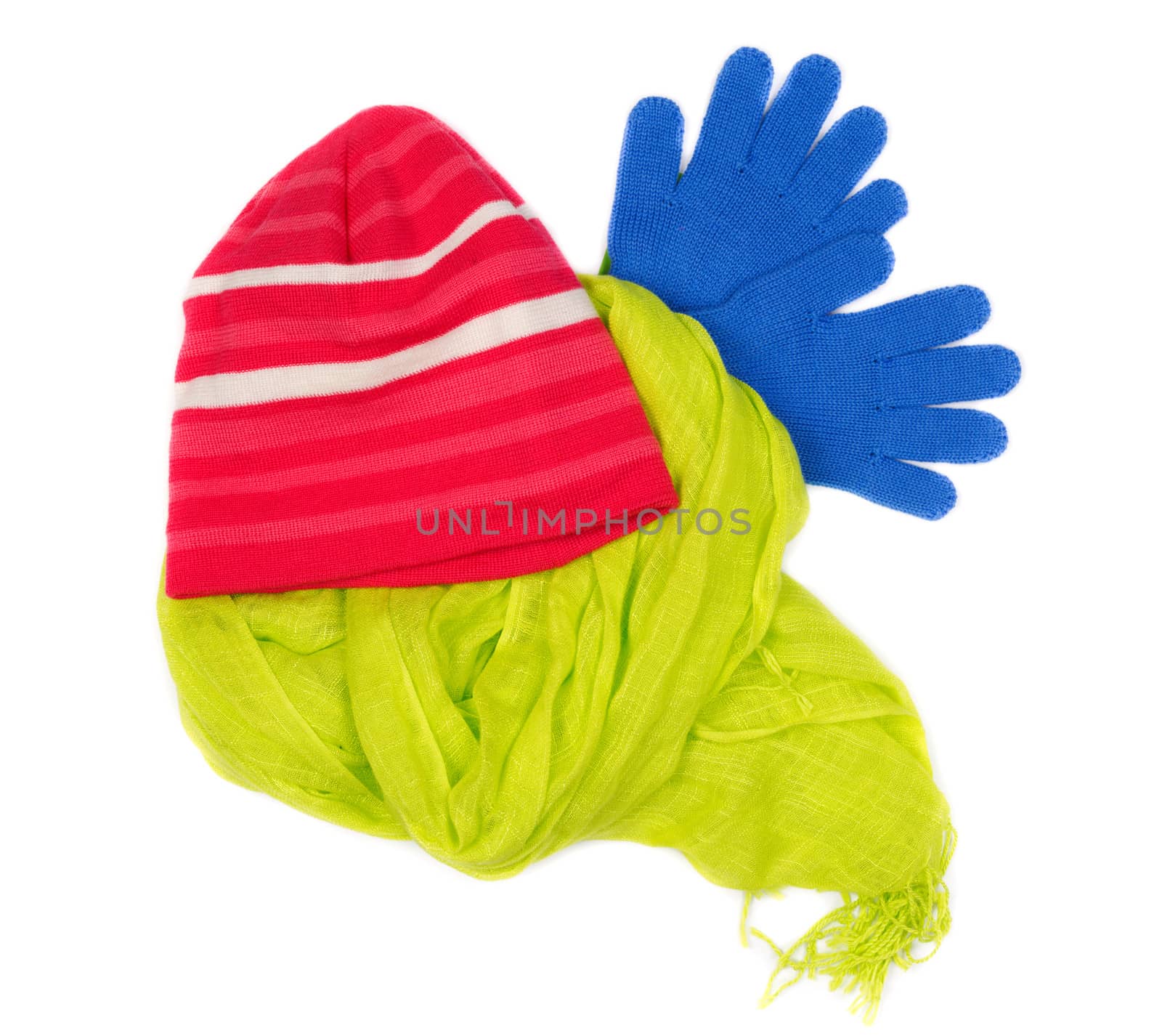 Set of bright accessories isolated on white