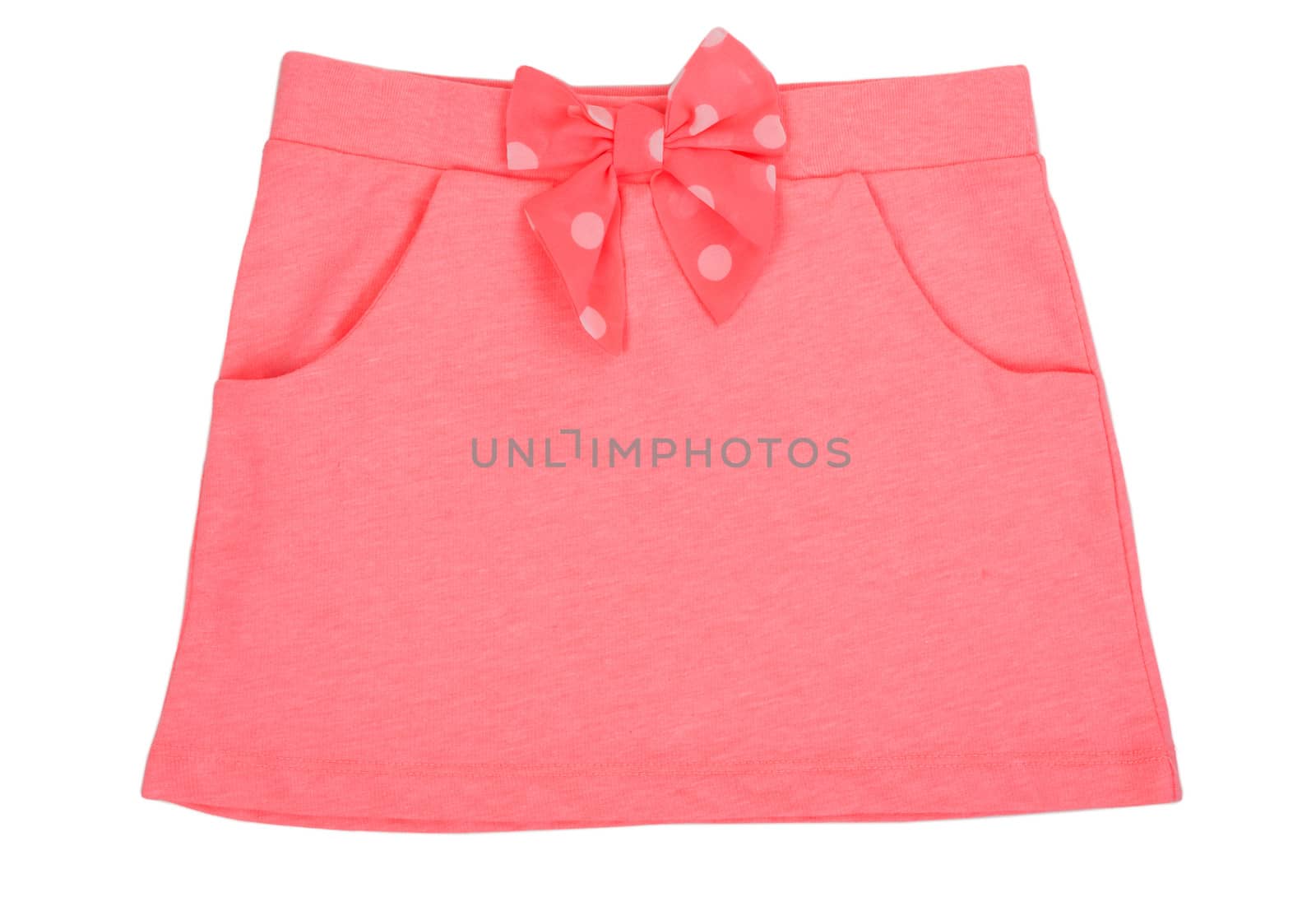 baby pink skirt with bow isolated on white