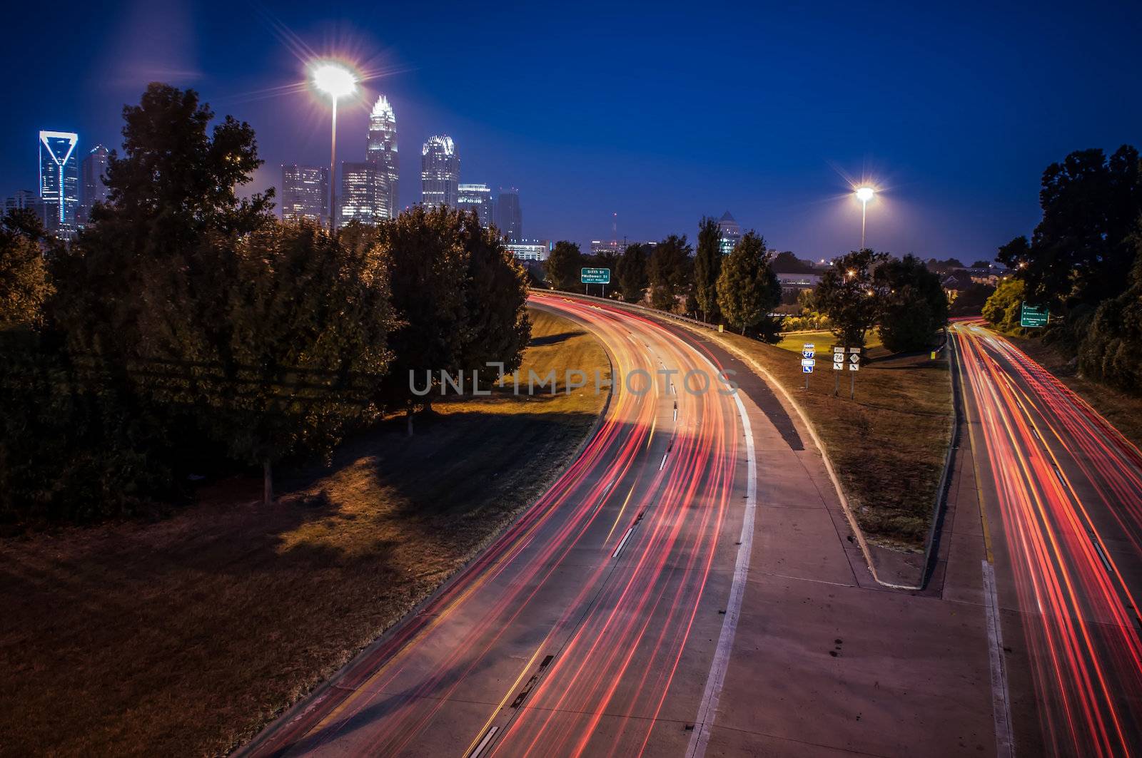 Charlotte City Skyline and architecture at night