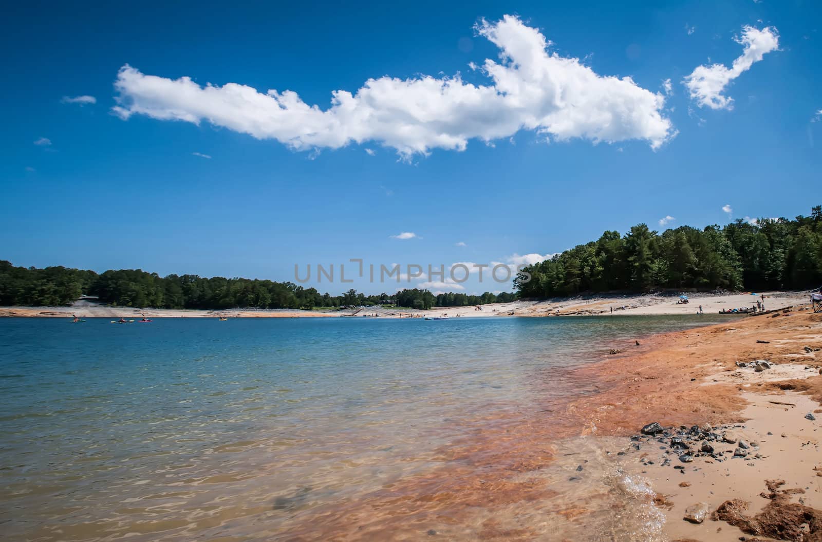 lake jocassee shore on a bright sunny day