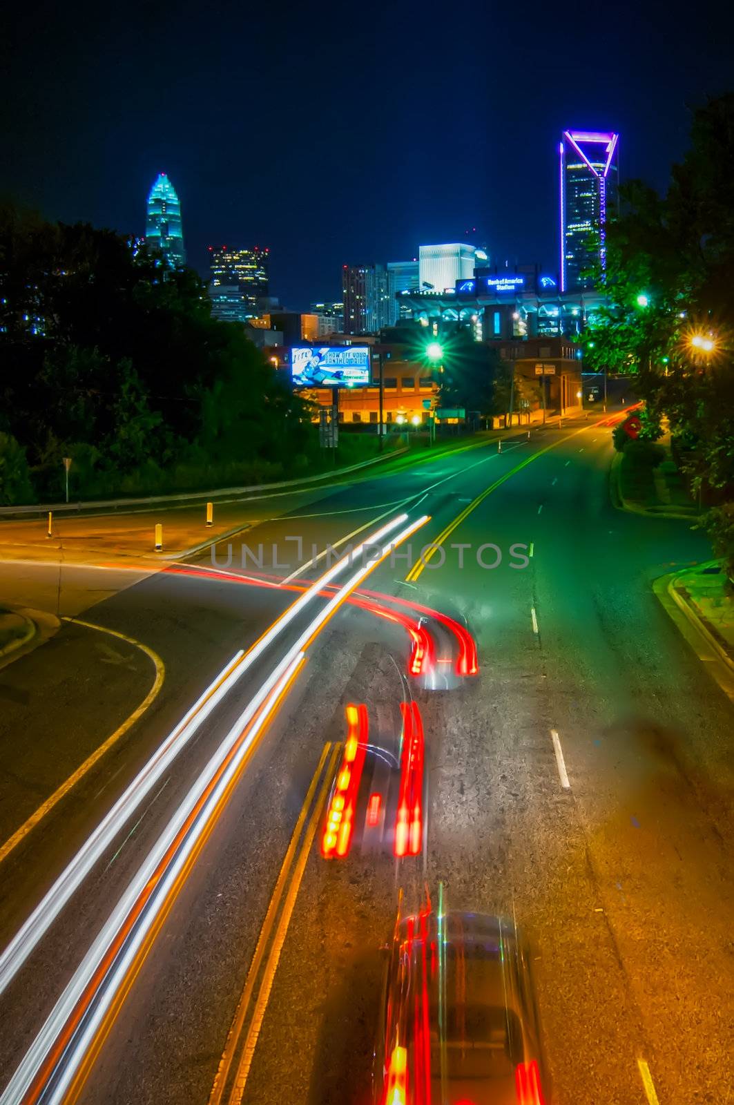 Charlotte City Skyline and architecture at night