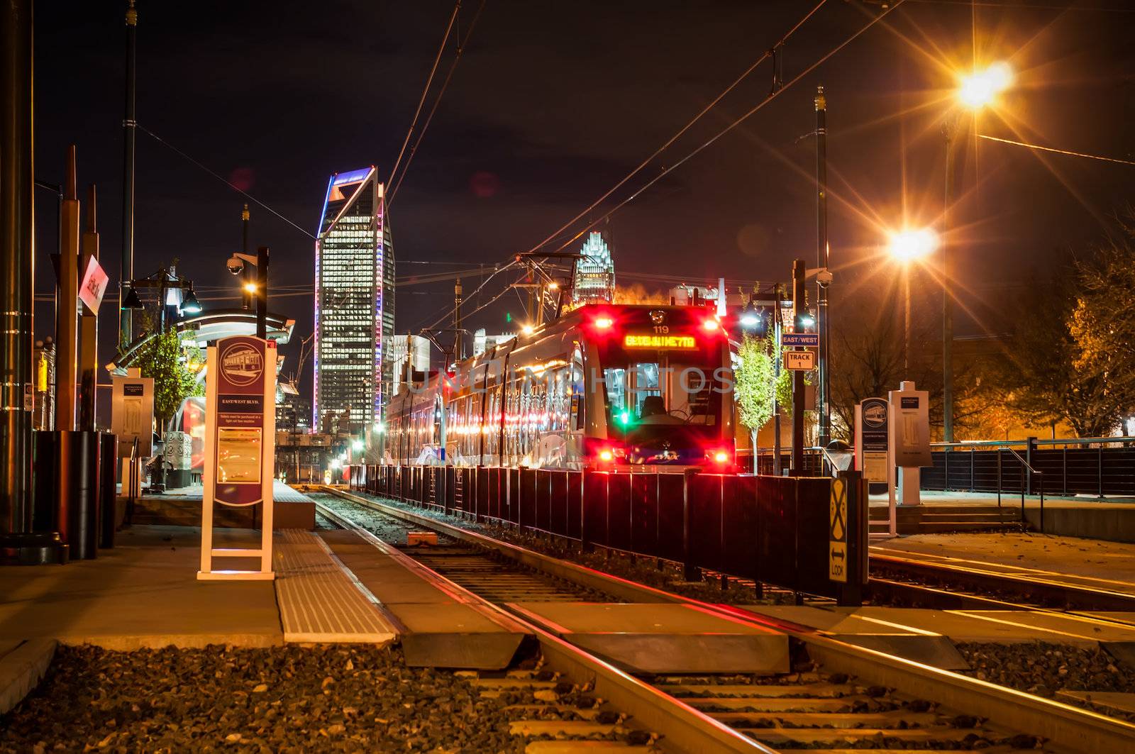 light rail train system in downtown charlotte nc by digidreamgrafix