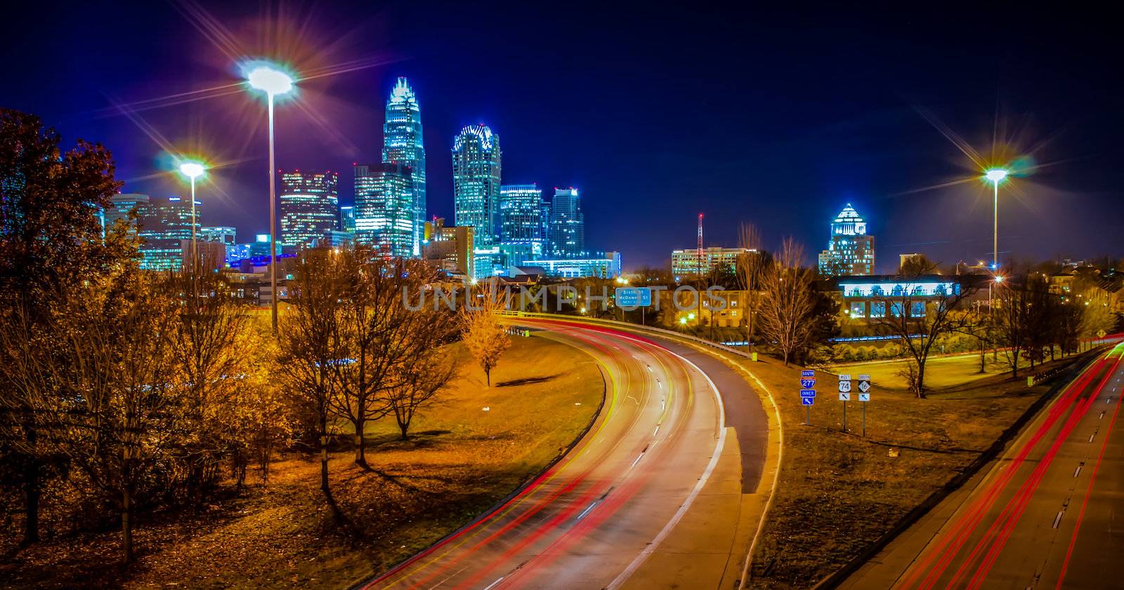 Charlotte City Skyline night scene by digidreamgrafix