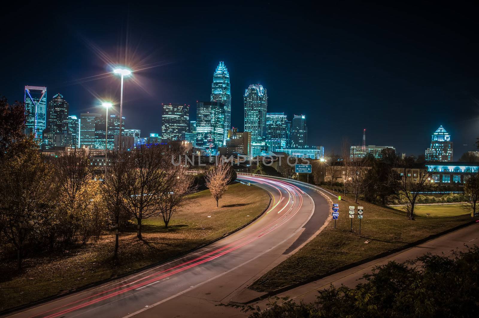 Charlotte City Skyline night scene by digidreamgrafix