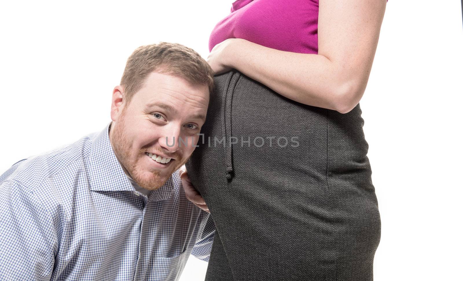 Excited man and pregnant woman belly by Marcus