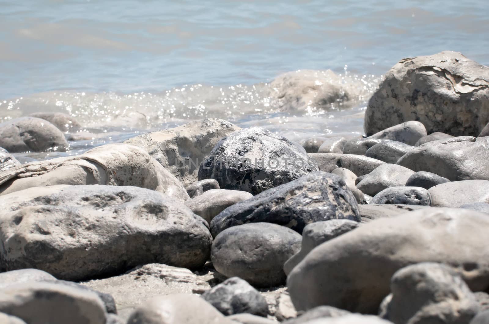 Rocks on the shore of the Dead Sea.