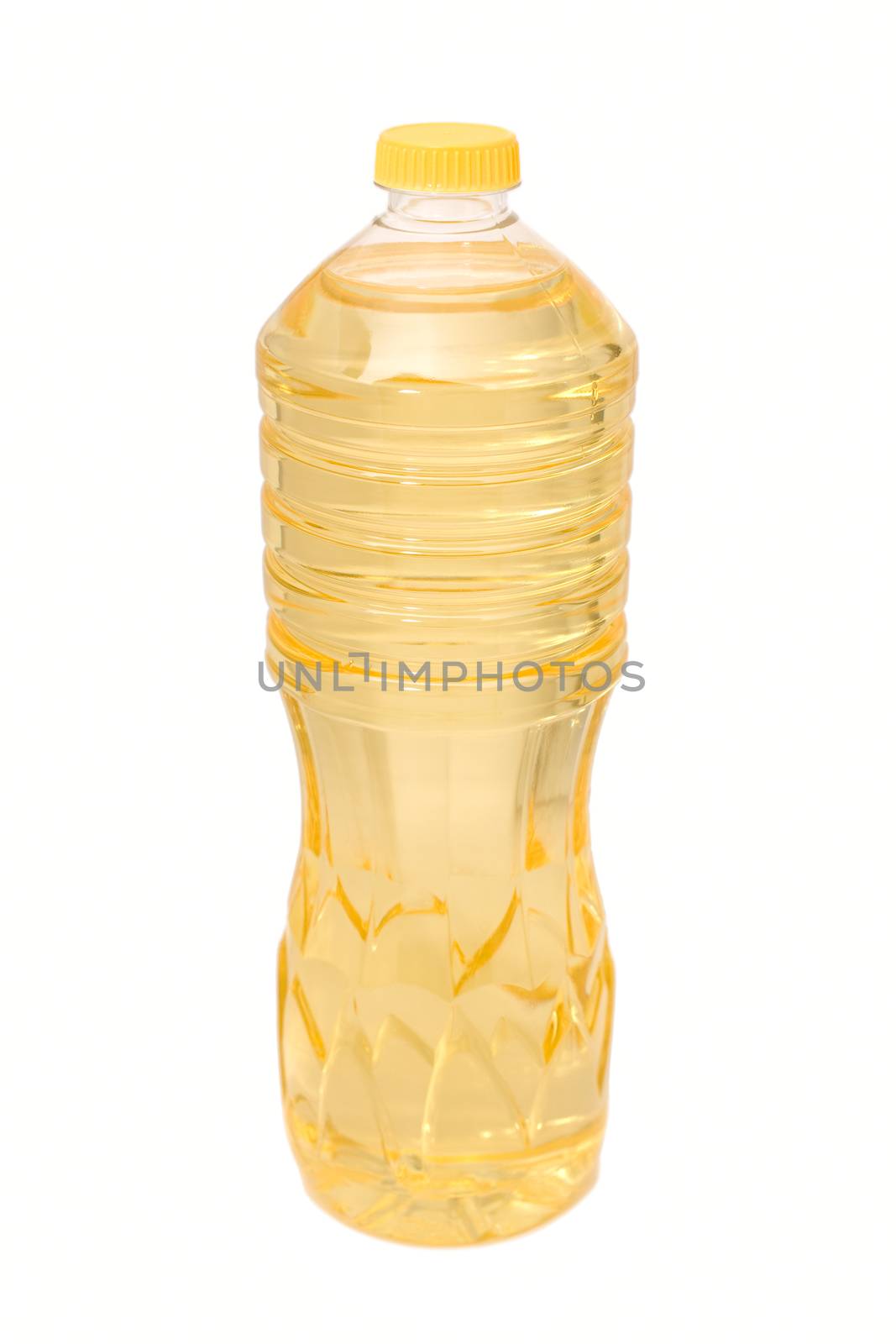 Isolated bottle of cooking sunflower oil on white