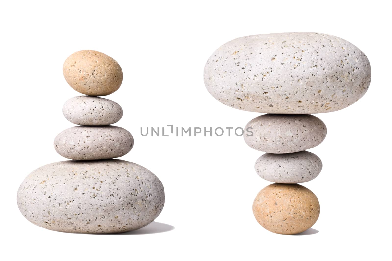 A Stack of Stones  with an antipode on a white Background - a nice Zen-like Background
