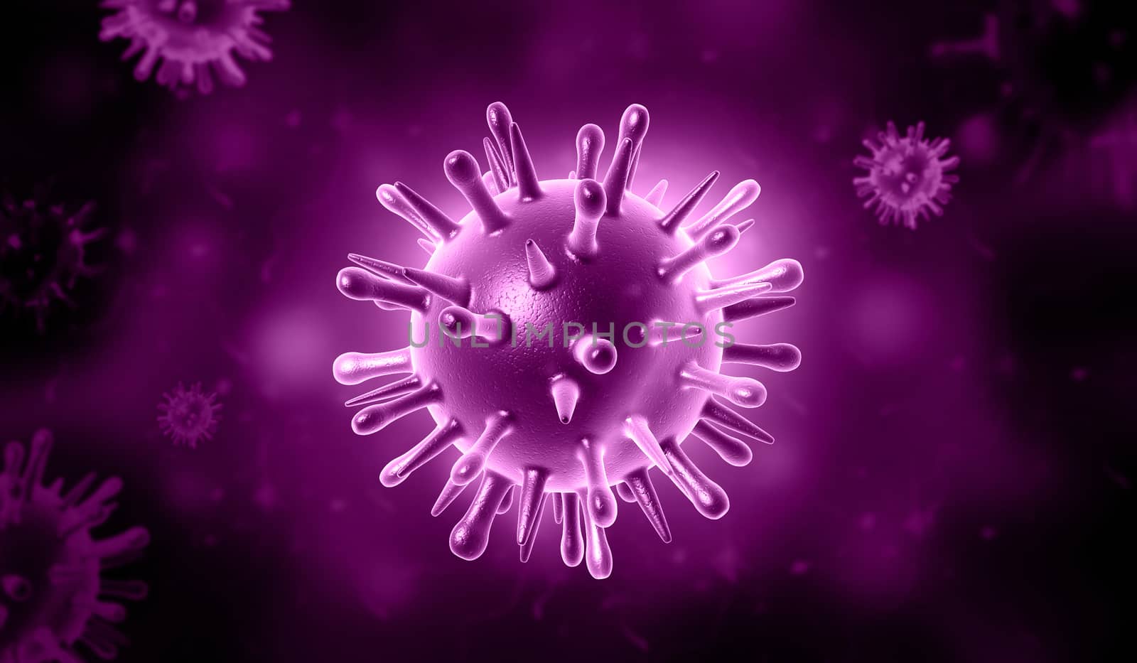 Digital illustration of hi virus in colour background