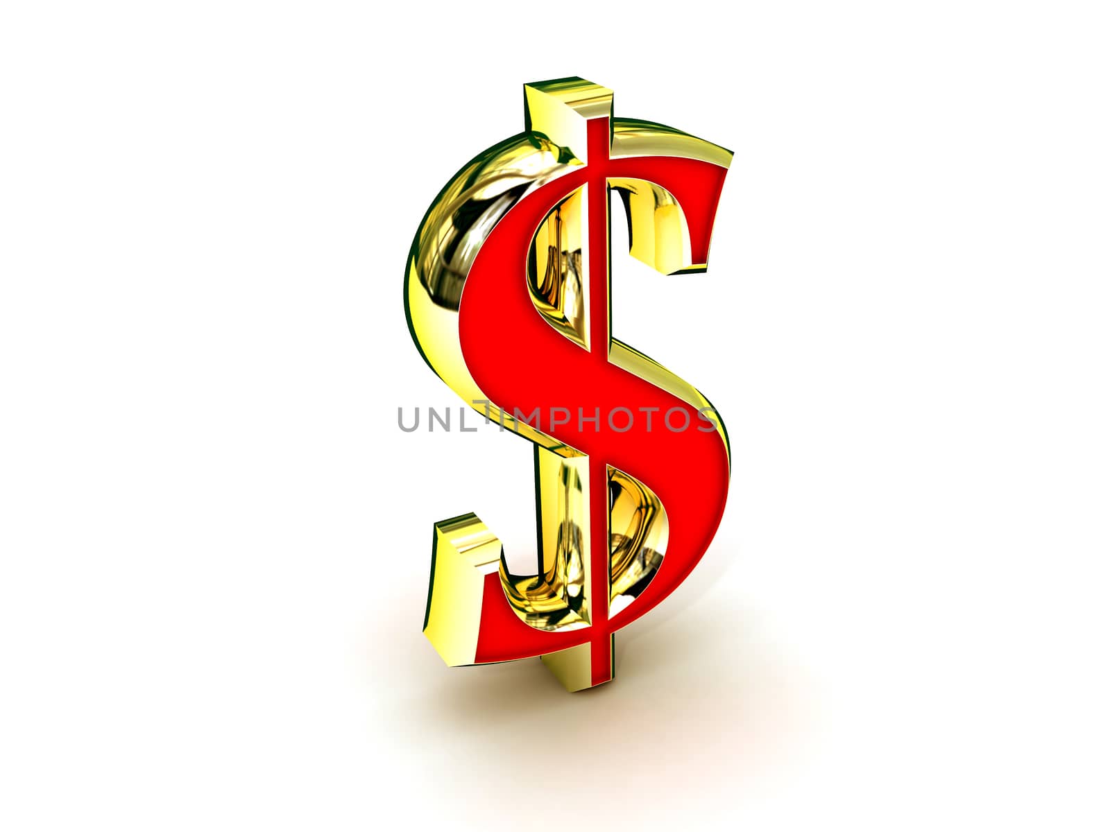 Digital illustration of dollar in colour background