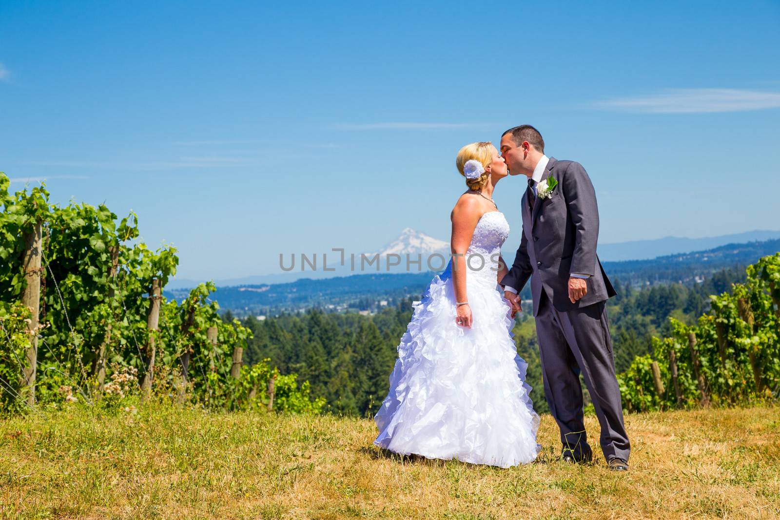 Bride and Groom Romantic Kiss by joshuaraineyphotography