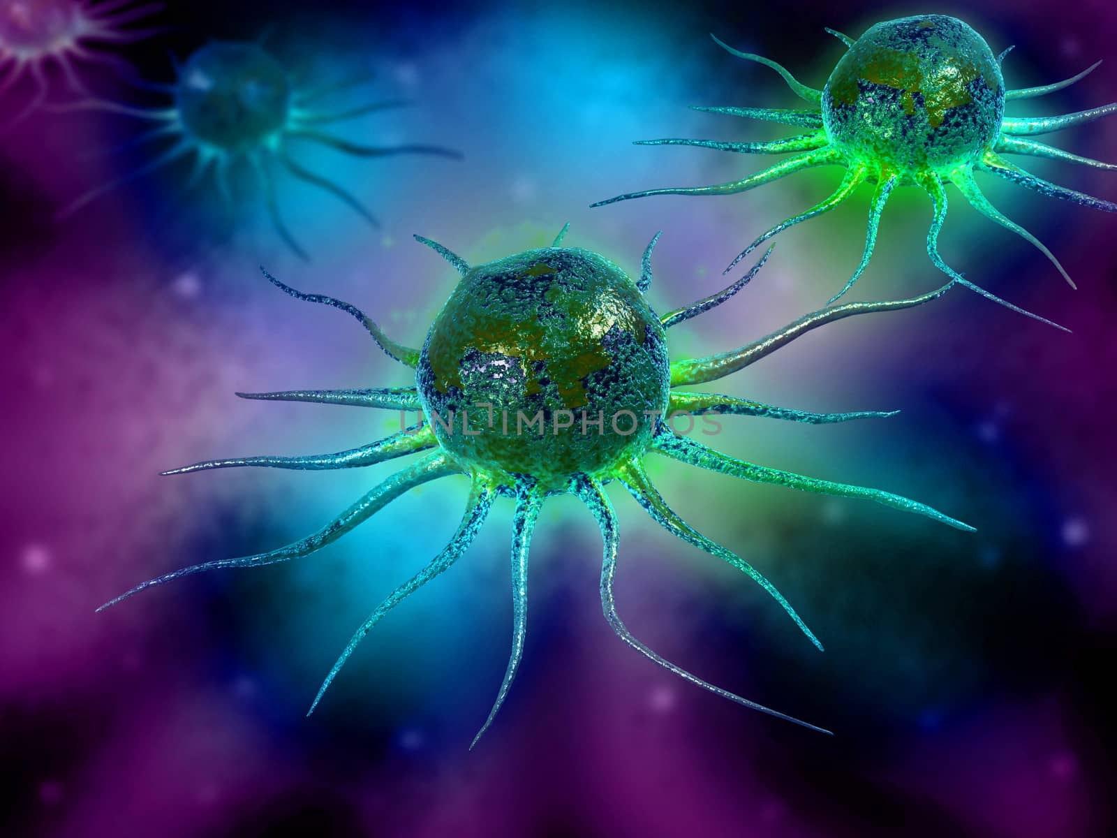 Digital illustration of stem cell in color background