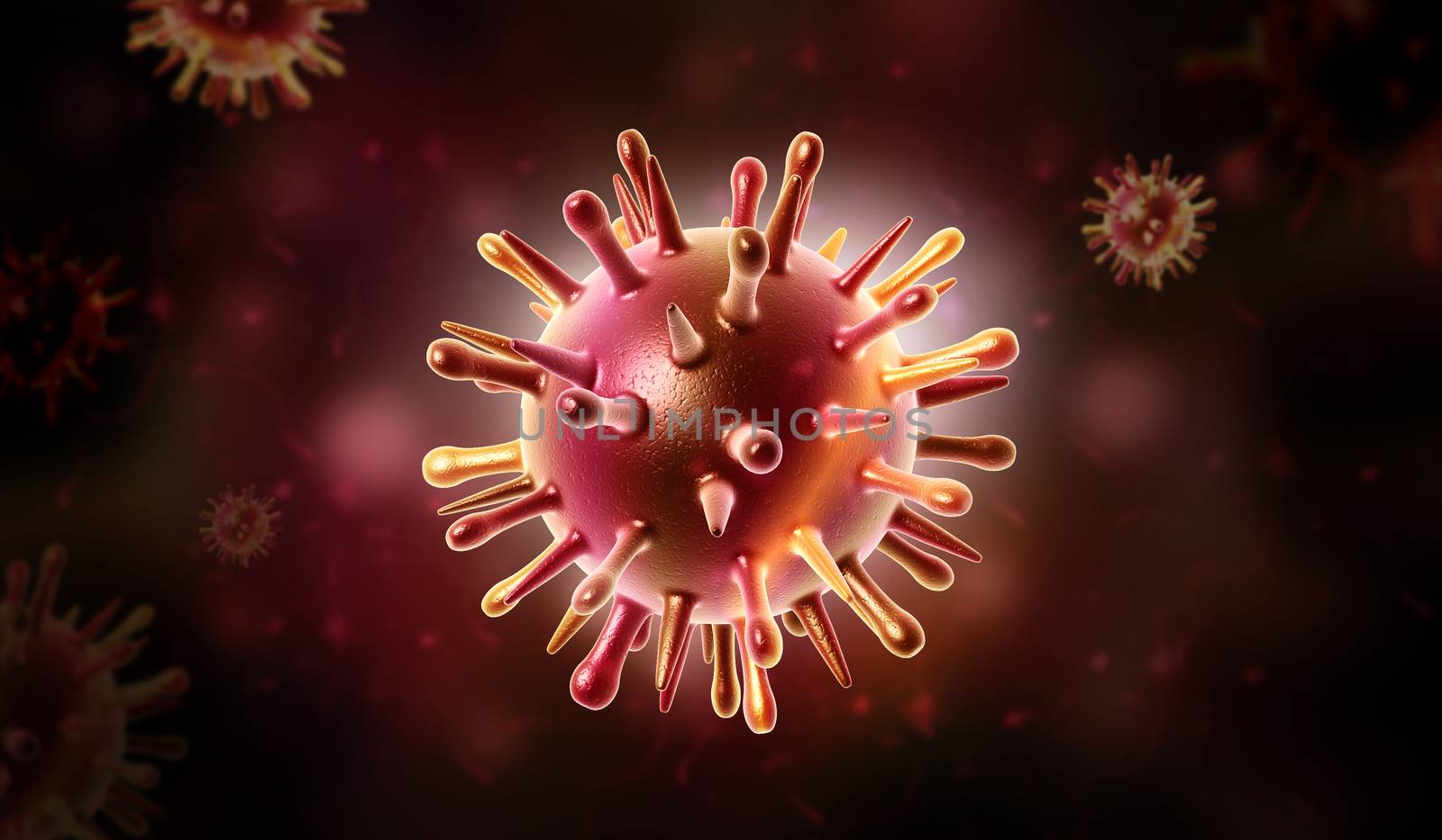 Digital illustration of hi virus in colour background