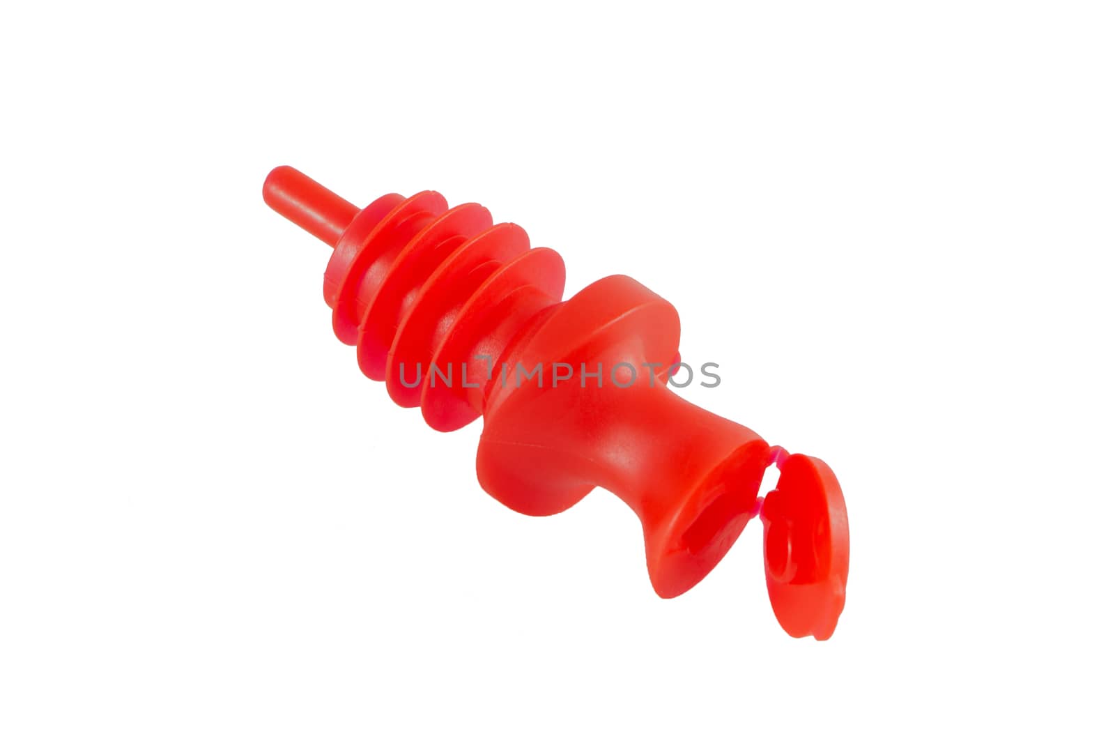 Plastic Pourer with cap lid set PVC  Liquer Bottle Stopper Measurer.Isolate on a white background