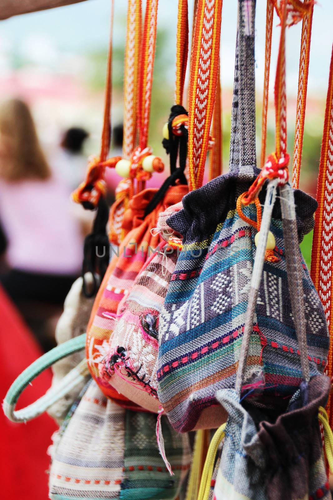 Hand-made colorful cotton bags from SaPa valley in Vietnam.