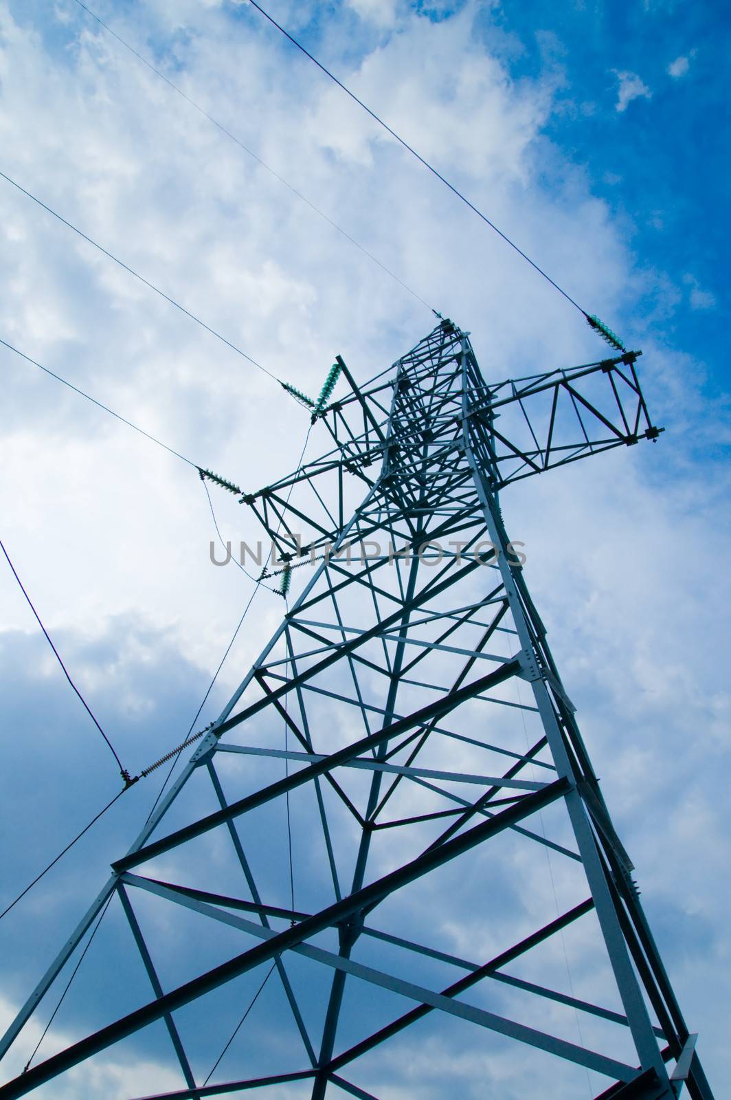 power transmission tower on sky