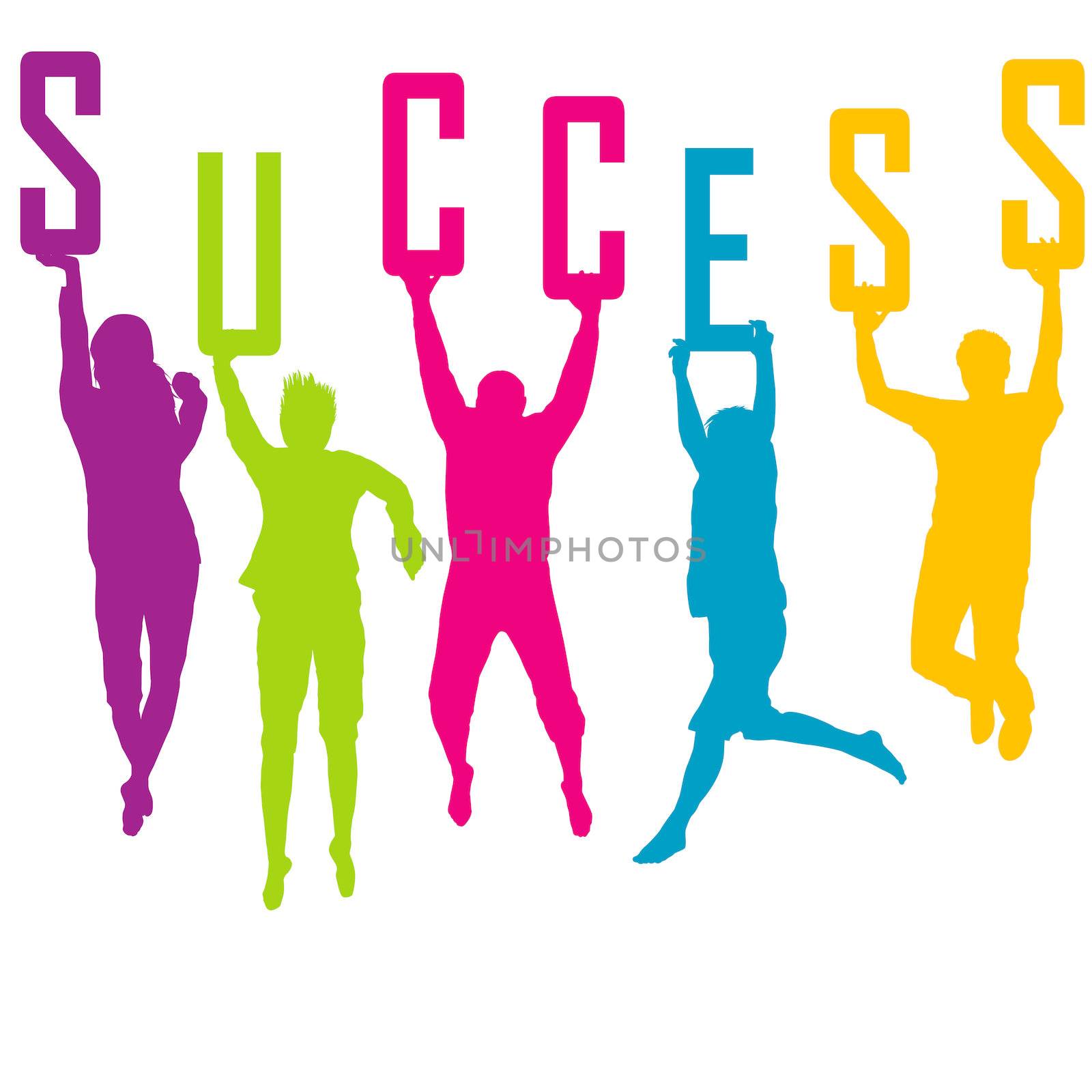 Success representation with colored people silhouettes by hibrida13