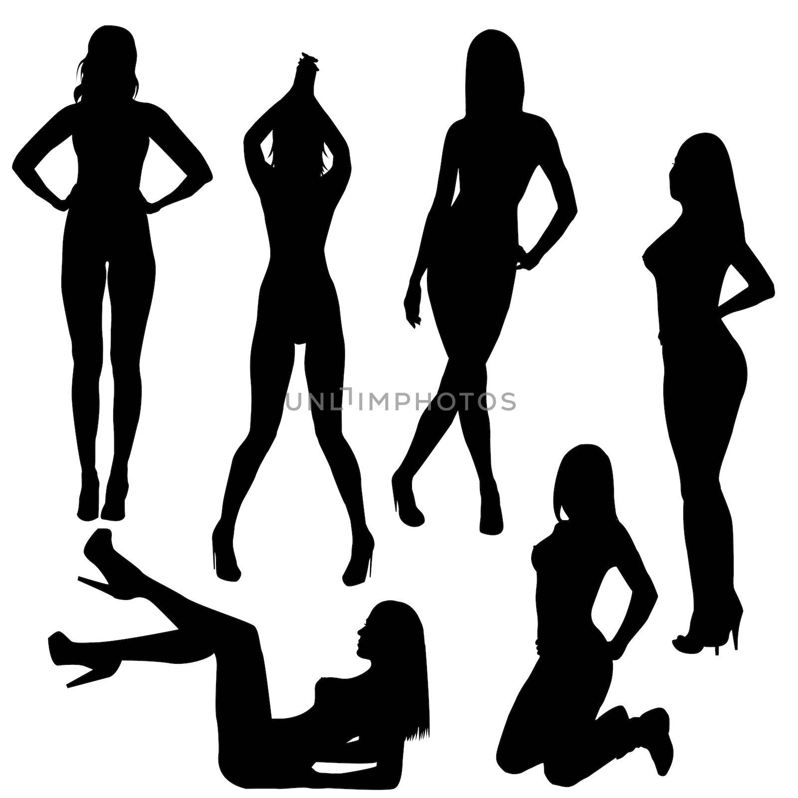 Set of sexy naked women silhouettes by hibrida13