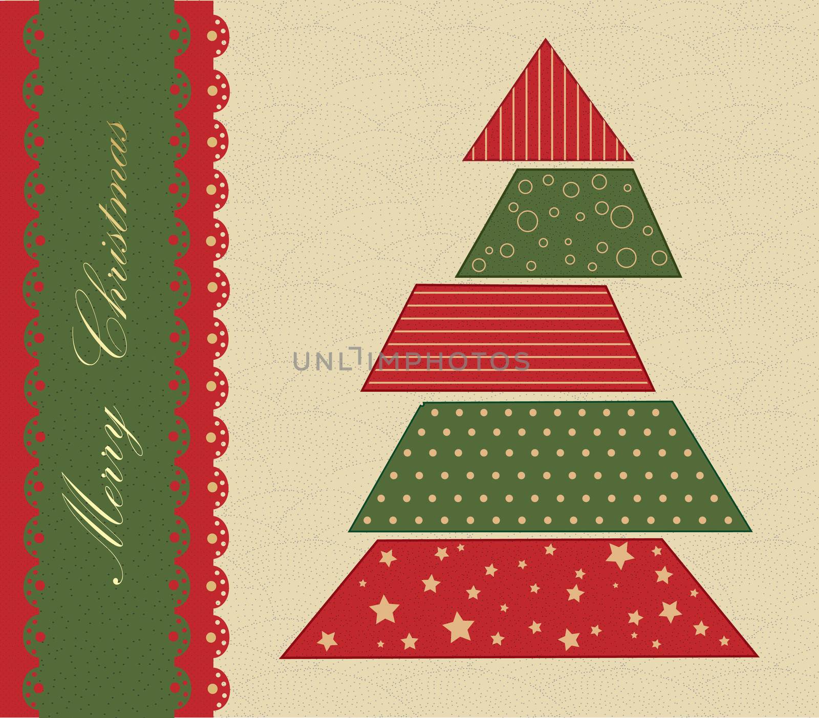 Christmas tree green and red vintage texture
