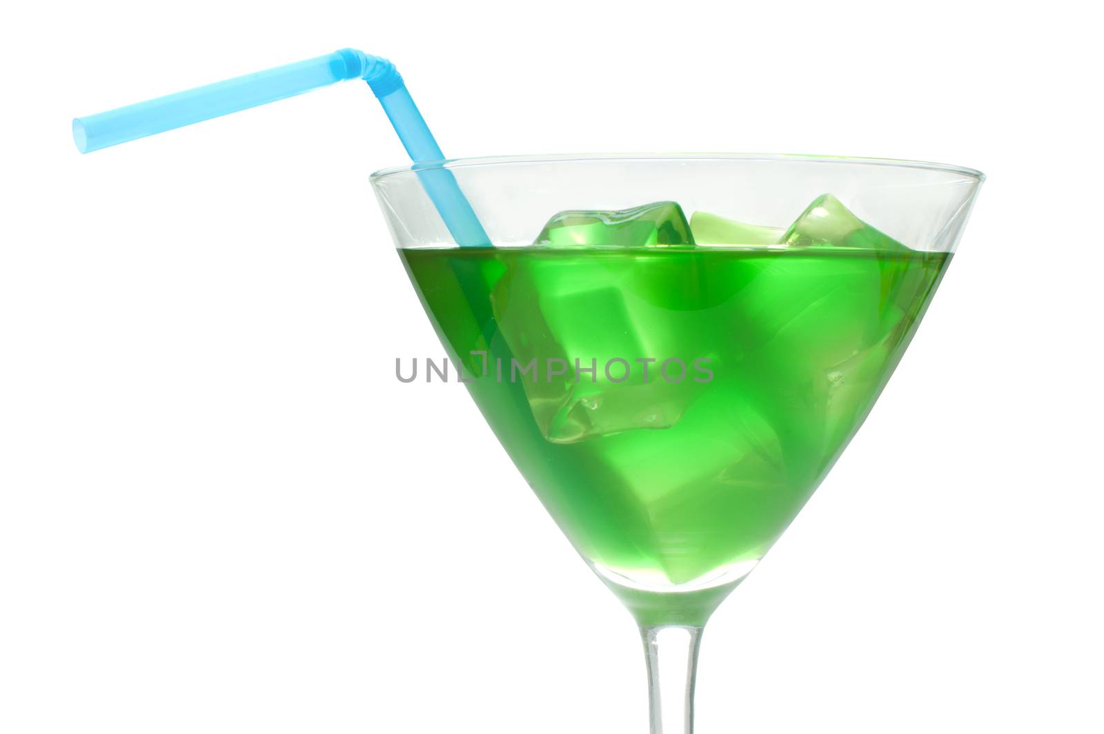 Chilled cocktail drink with a straw 